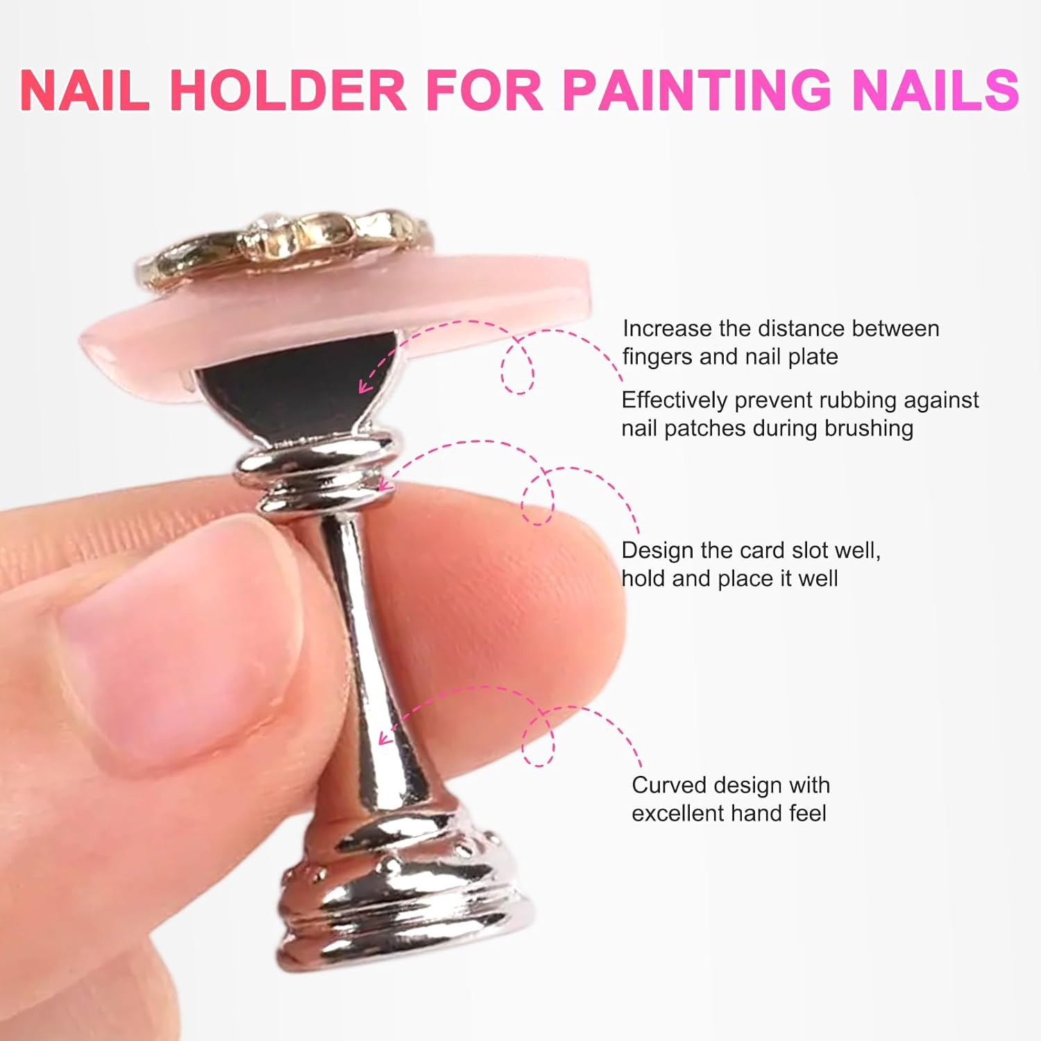 ANGNYA Nail Stand for Press Ons, Fake Nail Holder for Painting Nails, Super Magnetic Base for Painting Display Holder with Reusable Adhesive Putty for Home DIY Salon Supplies (Black) image number 1