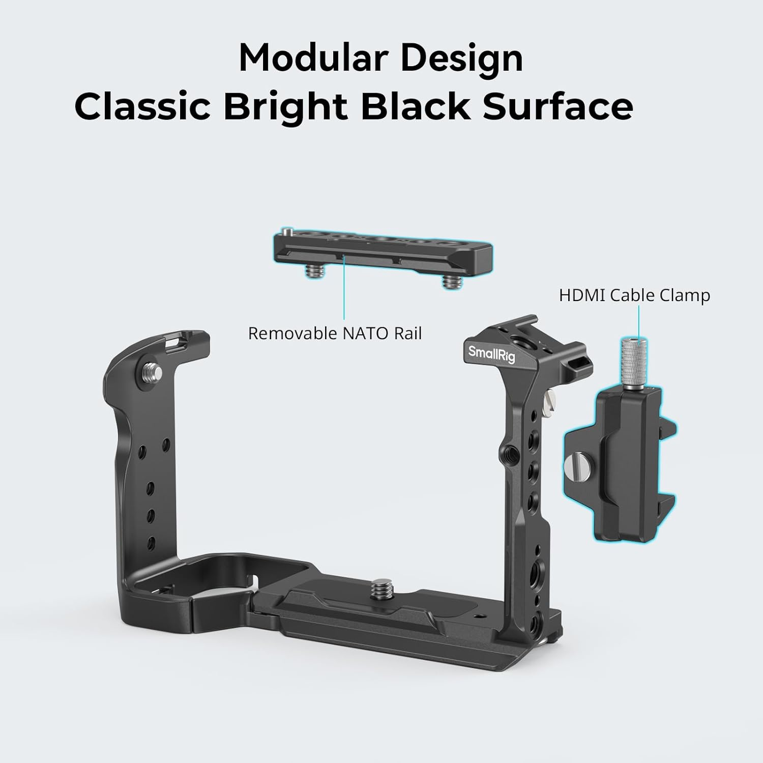 Smallrig Cage for Sony FX30 FX3 with Cable Clamp, Classic Bright Black Surface, Included Cold Shoe and NATO Rail, Modular Design Compatible with Original XLR Handle - 4183 image number 4