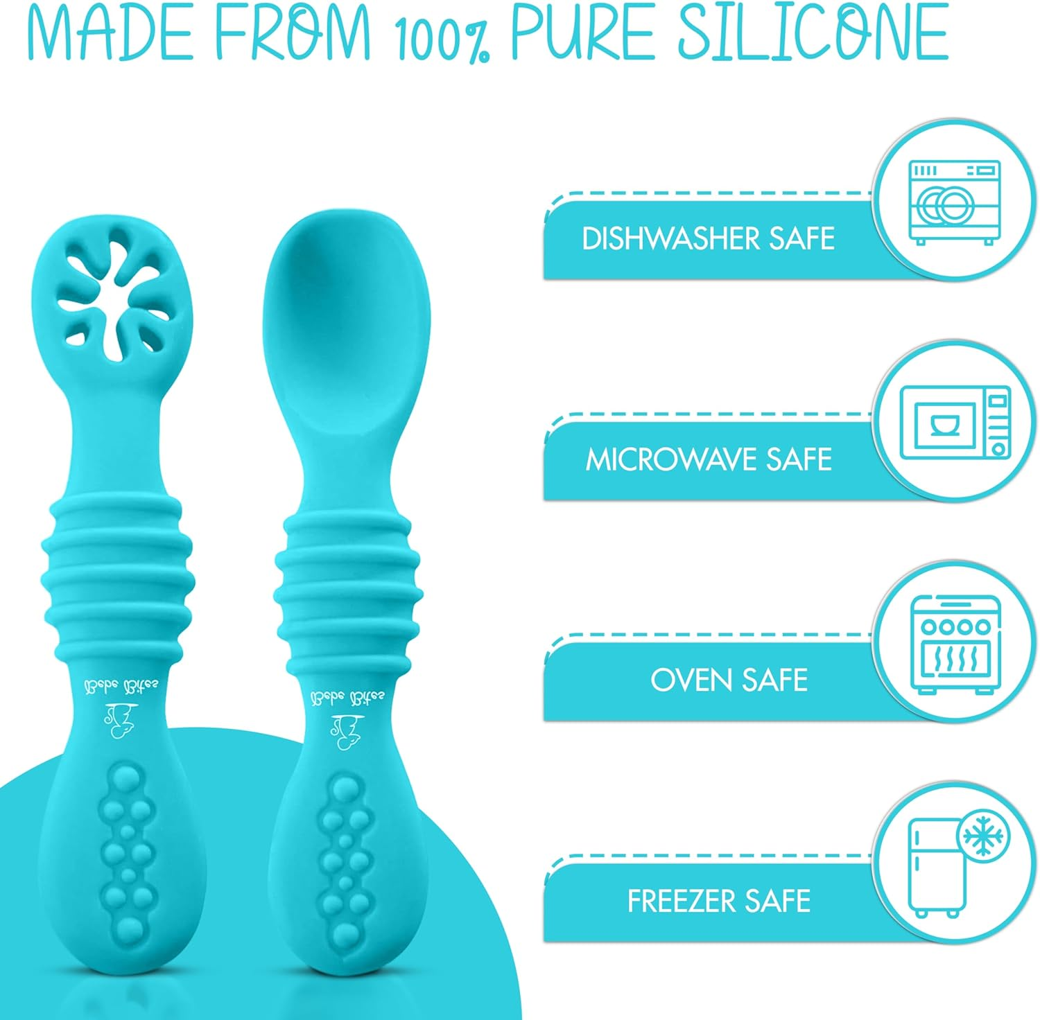 Toddler Spoons - Training Spoons for Babies & Toddlers - 100% Food-Grade Silicone - BPA Free - Microwave & Dishwasher Safe - Self Feeding - Baby Led Weaning Feeding Supplies image number 1