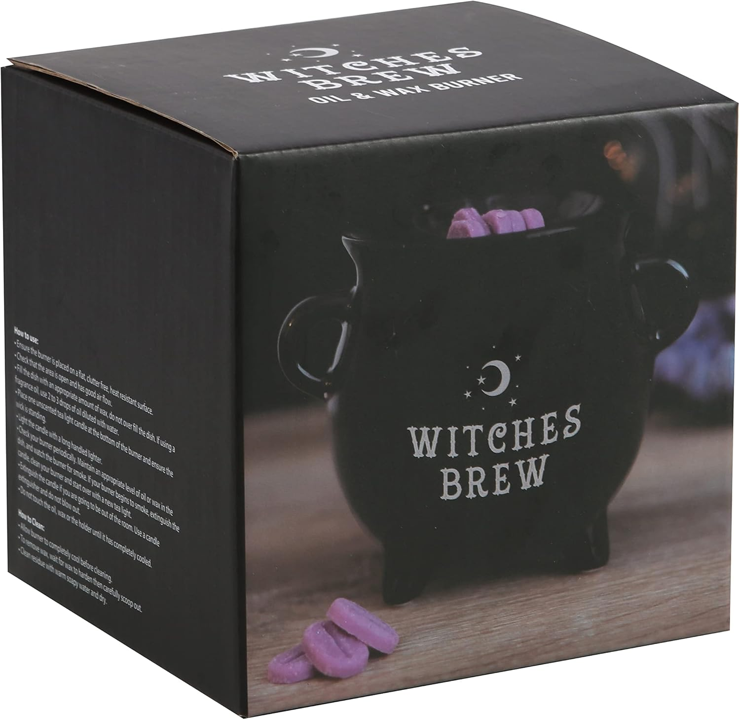 Witches Brew Black Cauldron Oil Burner Wax Burner Tealight Candle Holder with Cut-Out Star Great Gift Idea for Anyone with an Interest in Witchcraft or Wizardry, Halloween image number 1