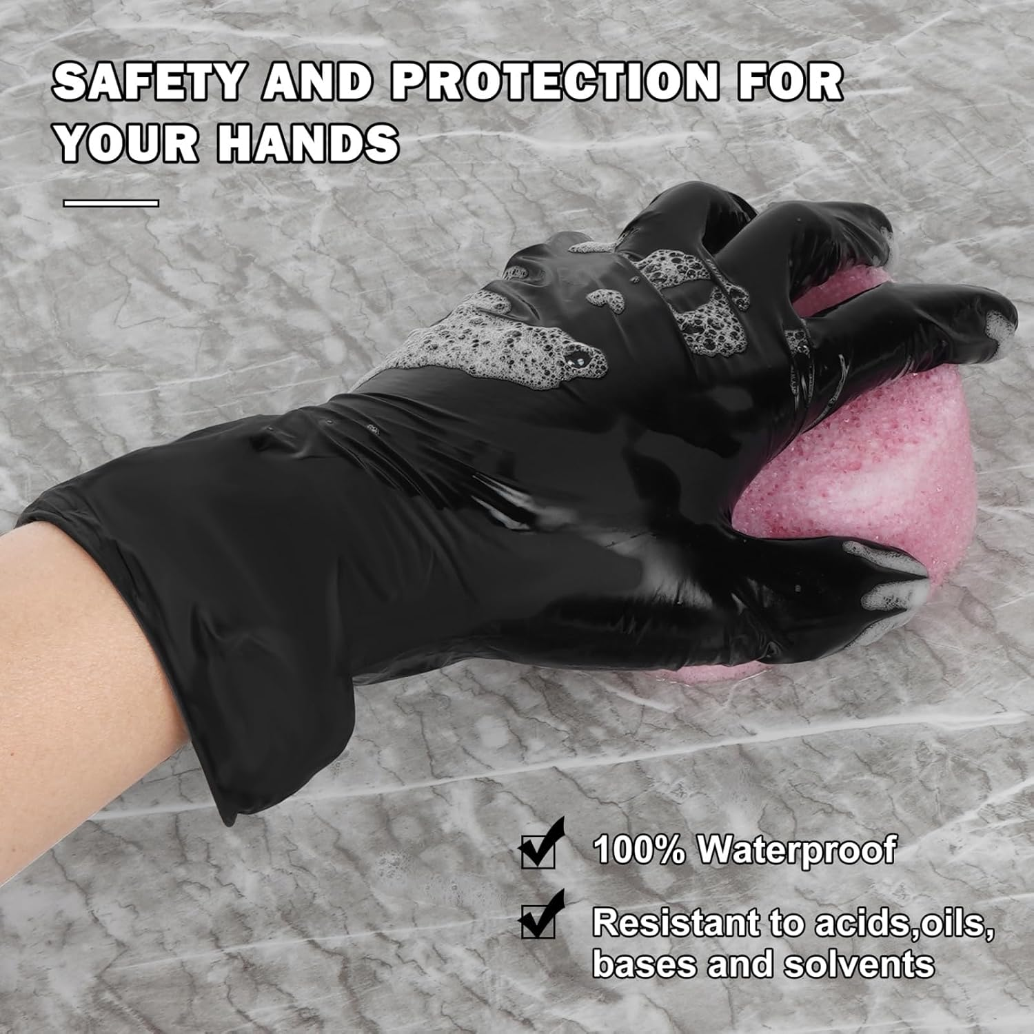 Black Nitrile Vinyl Gloves &ndash; 3 Box (300 Gloves Total), Disposable, Latex-Free, Powder-Free, Textured Grip, Food Safe, Cleaning, Tattoo, Mechanic image number 2