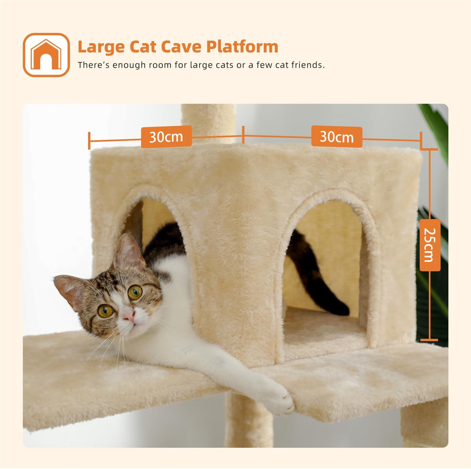 PAWZ Road Cat Tree 143Cm Cat Scratching Post Multi-Level Play Tower with a Large Hammock and Top Perch Home Pet Furniture Beige image number 3