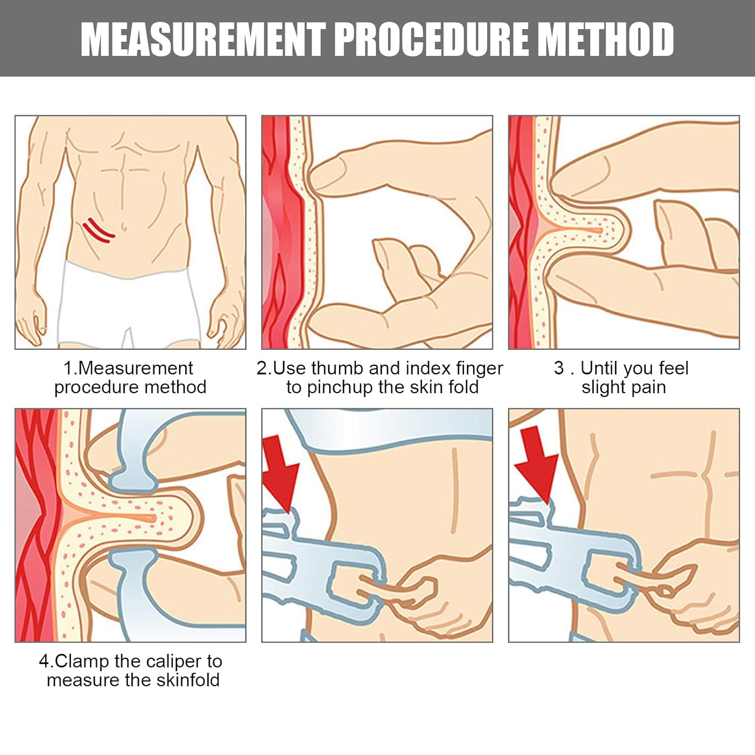 Professional Skinfold Caliper, Accurate Measure Skinfold Caliper, Body Fat Caliper Easy to Read Data, Body Fat Tester for Measuring Body Fat Percentage, Skinfold Tester for Fitness Weight Loss (Black) image number 4