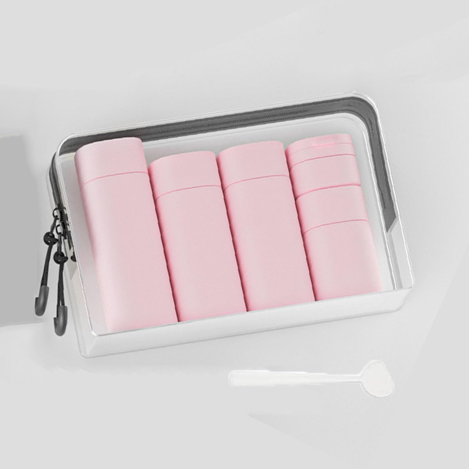 Travel Bottles for Toiletries, 5 Pack Travel Size Containers Silicone Travel Bottles Set with Clear Zipper Toiletry Bag, Leakproof Refillable Squeeze Travel Containers for Shampoo (Pink)