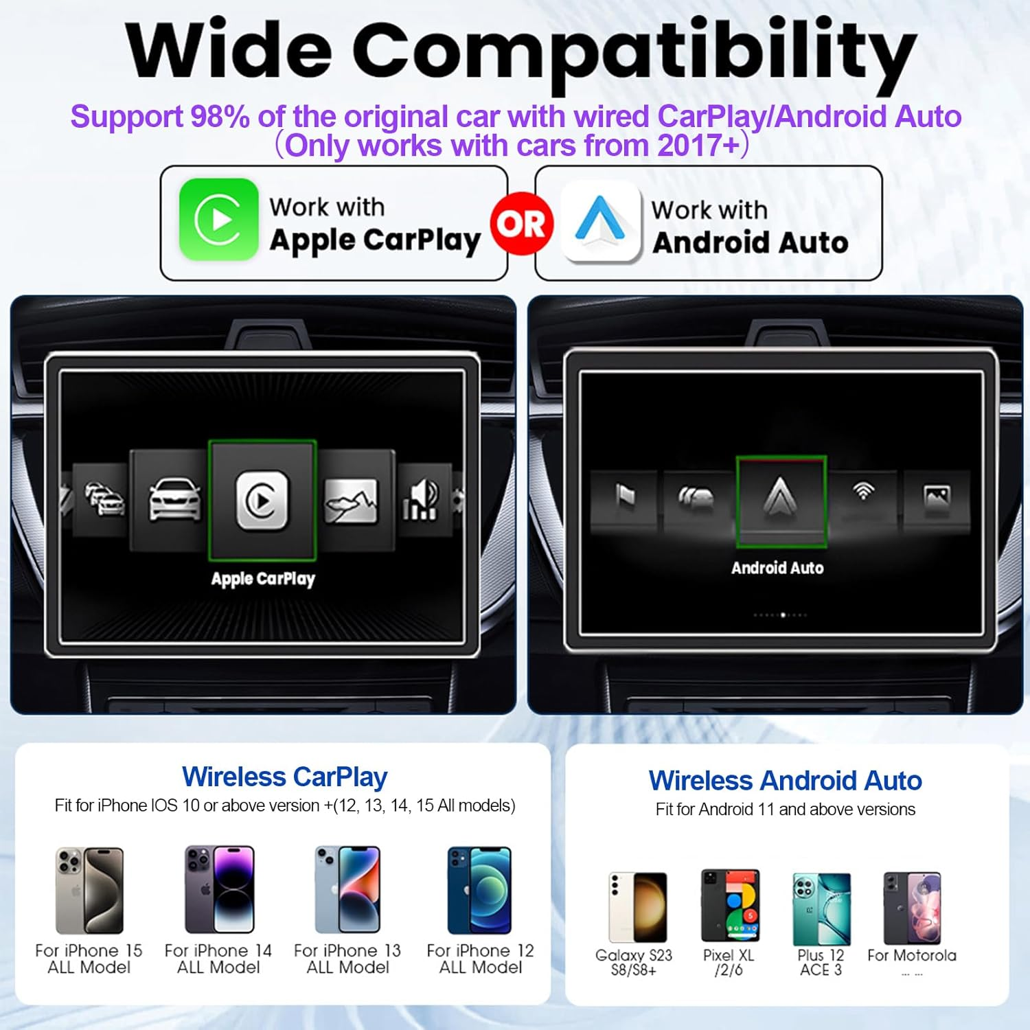 Wireless Carplay Adapter for Iphone, 5Ghz Wifi Mini Size with Extension Usb-C/Type-C,Stable Control & No Delay,Plug & Play, Fast, Stable, Connection, Easy Use Car Play for Iphone 6+, Ios 10+ image number 2