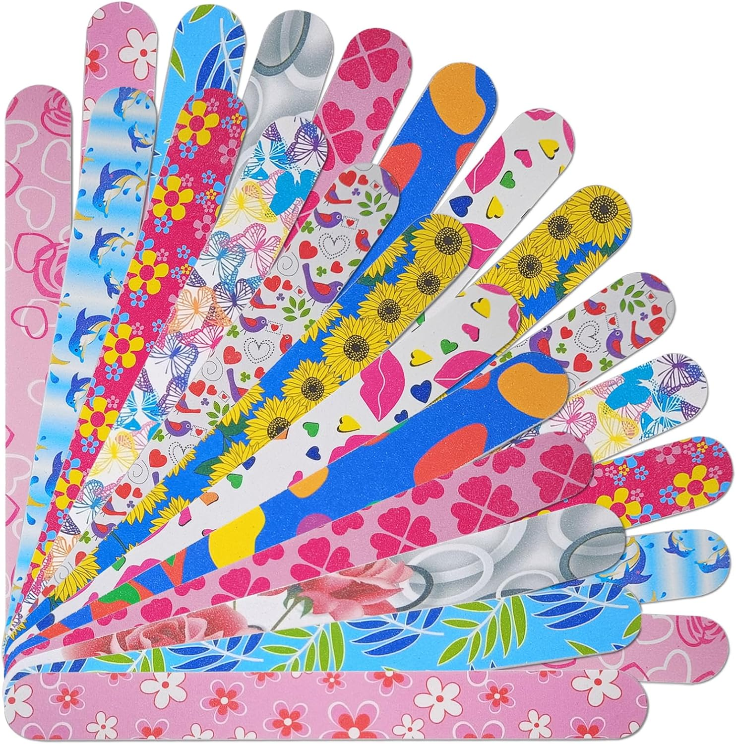 Nail Files (24 Pack), Colorful Emery Board Nail File for Natural Nails Double Sided 180 Grit Professional Fingernails Emory Boards Buffer Manicure Tool Nail Shaping Buffing Smoothing Filers Flowery image number 3