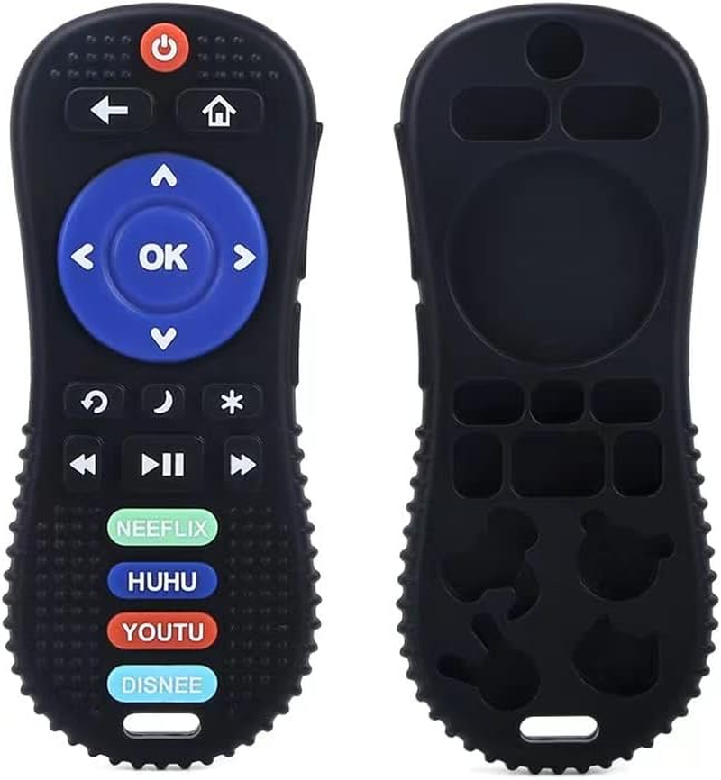 Pandaear Silicone Baby Teething Toys | Remote Control & Game Pad Teether Toys for Babies 6-18 Months | BPA Free Sensory Chew Toys Natural Freezer Safe for Infants Toddlers (Black & Blue) image number 2