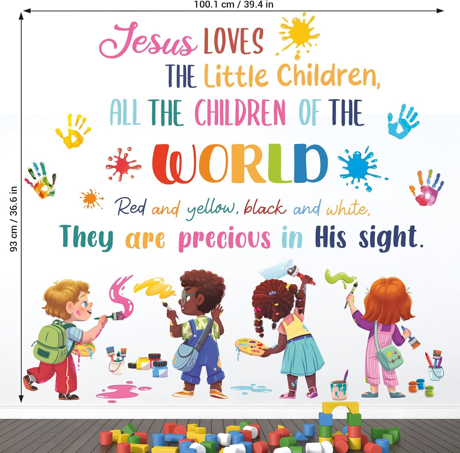 DECOWALL SG2-2514 Christian Hymn Wall Stickers Jesus Loves the Little Children Religious Quote Decals for Sunday School Nursery Baby Room Kids Room Playroom Wall D&eacute;cor image number 6
