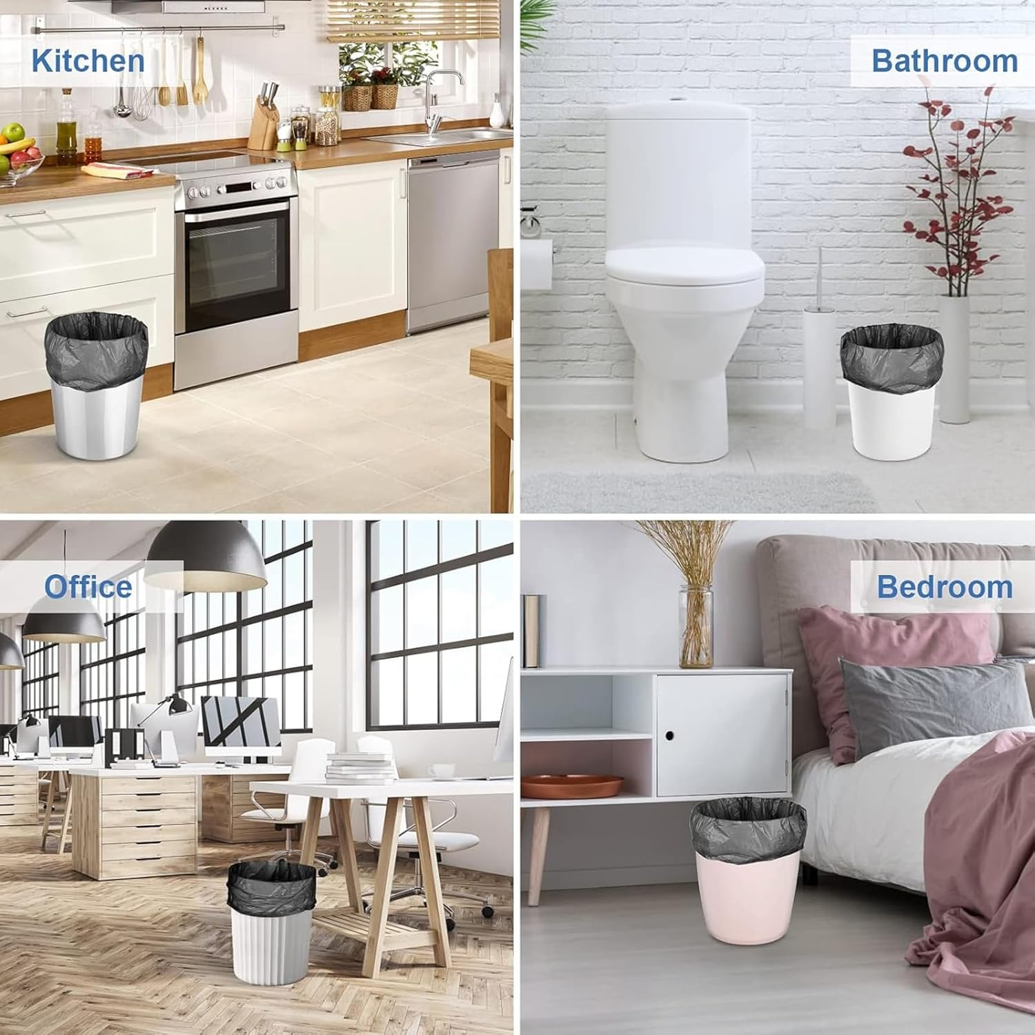 Ultiunison 50 Pcs Garbage Bags Trash Bin Bags, Bin Liner Plastic Rubbish Bags Multi-Purpose Small Garbage Bags for Kitchen,Bathroom,Office (Black, 45X50) image number 5