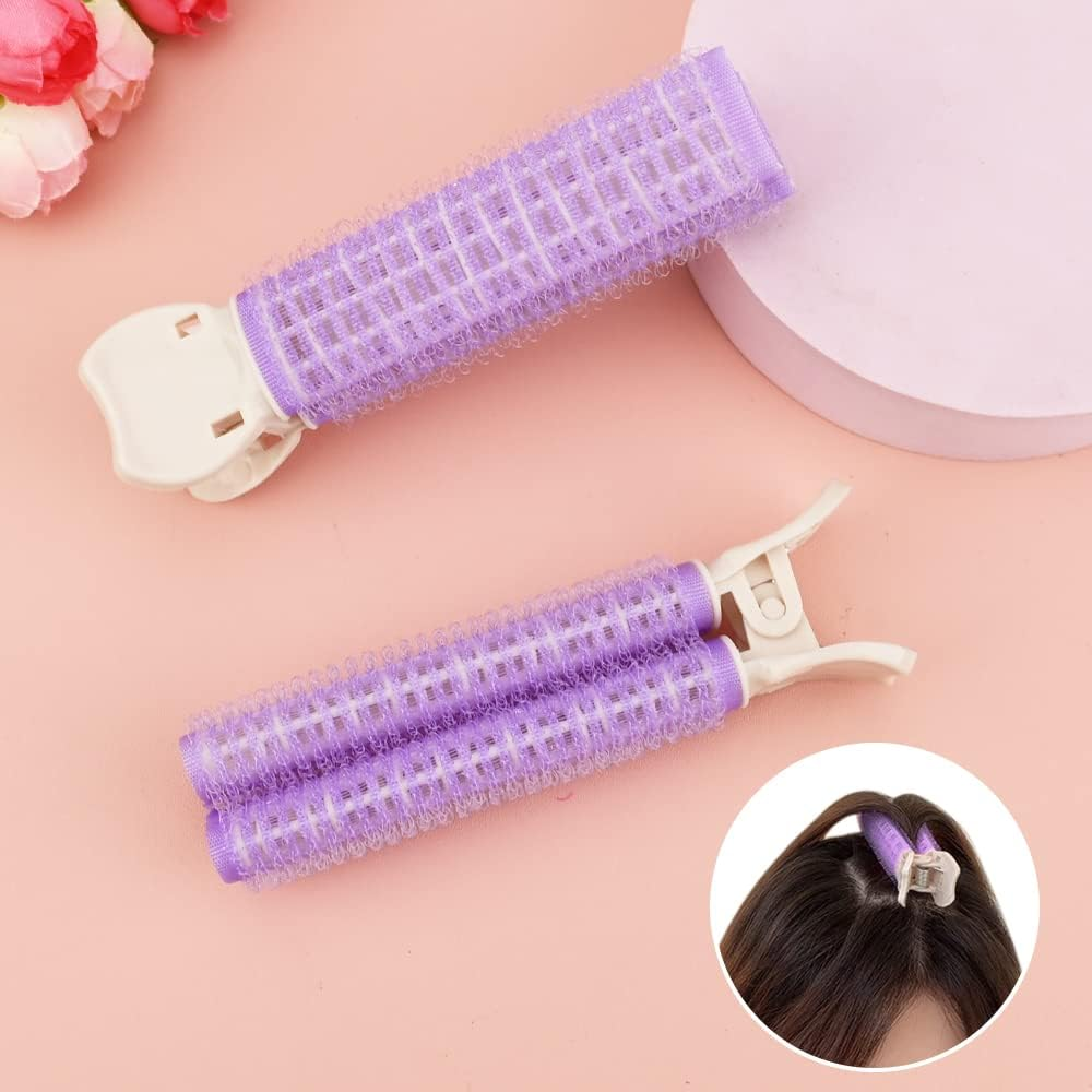Bekecidi Pack of 10 Volume Hair Root Clips Natural Fluffy Hair Volumiser Self-Adhesive Curlers Roller Hair Styling Tools for Women and Girls (Purple) image number 5