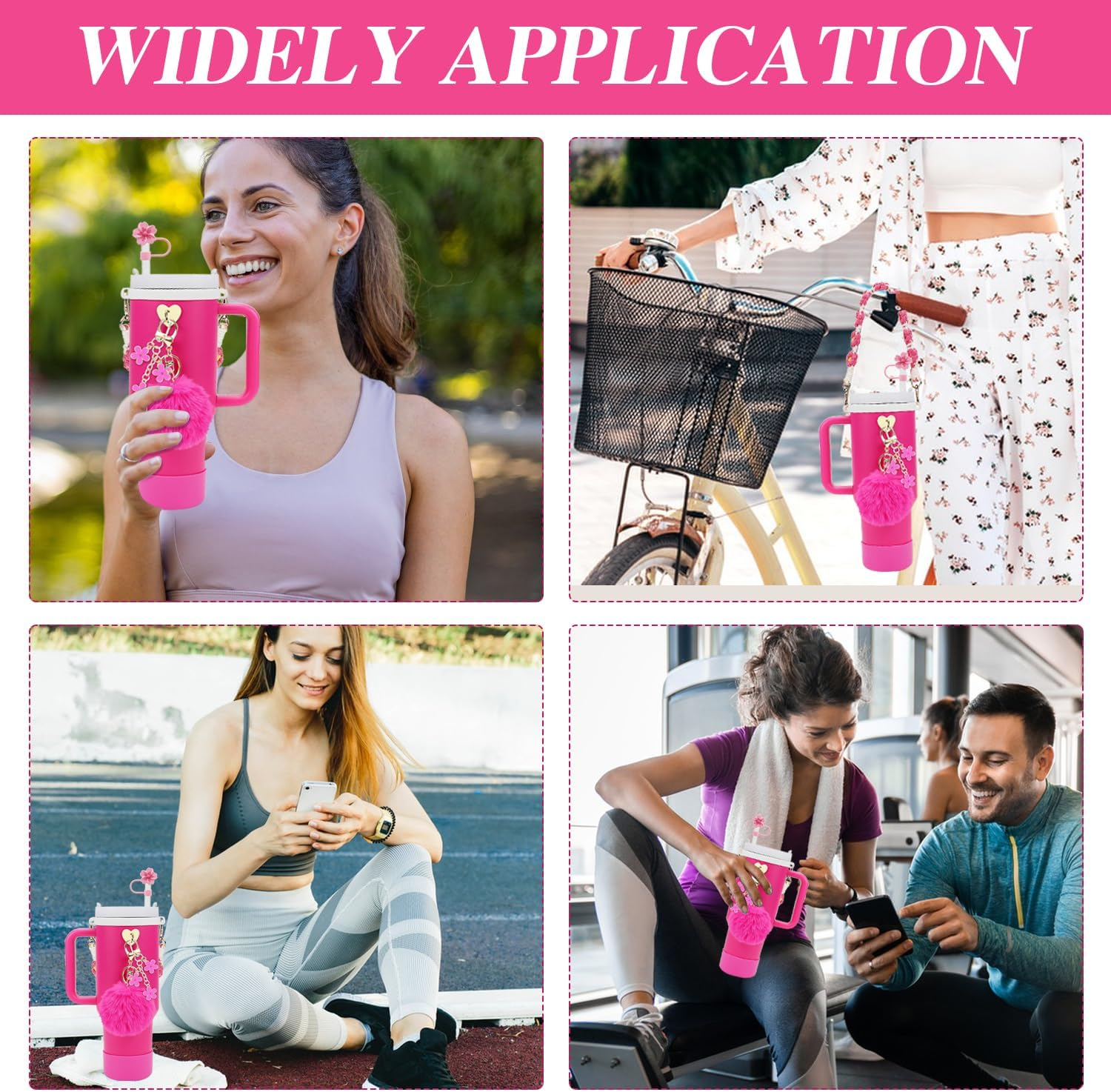 Stanley 7PCS Decor Set Includes Straw Cover, Bottle Strap, Silicone Boot, Charms for Tumbler, Red - Red image number 2