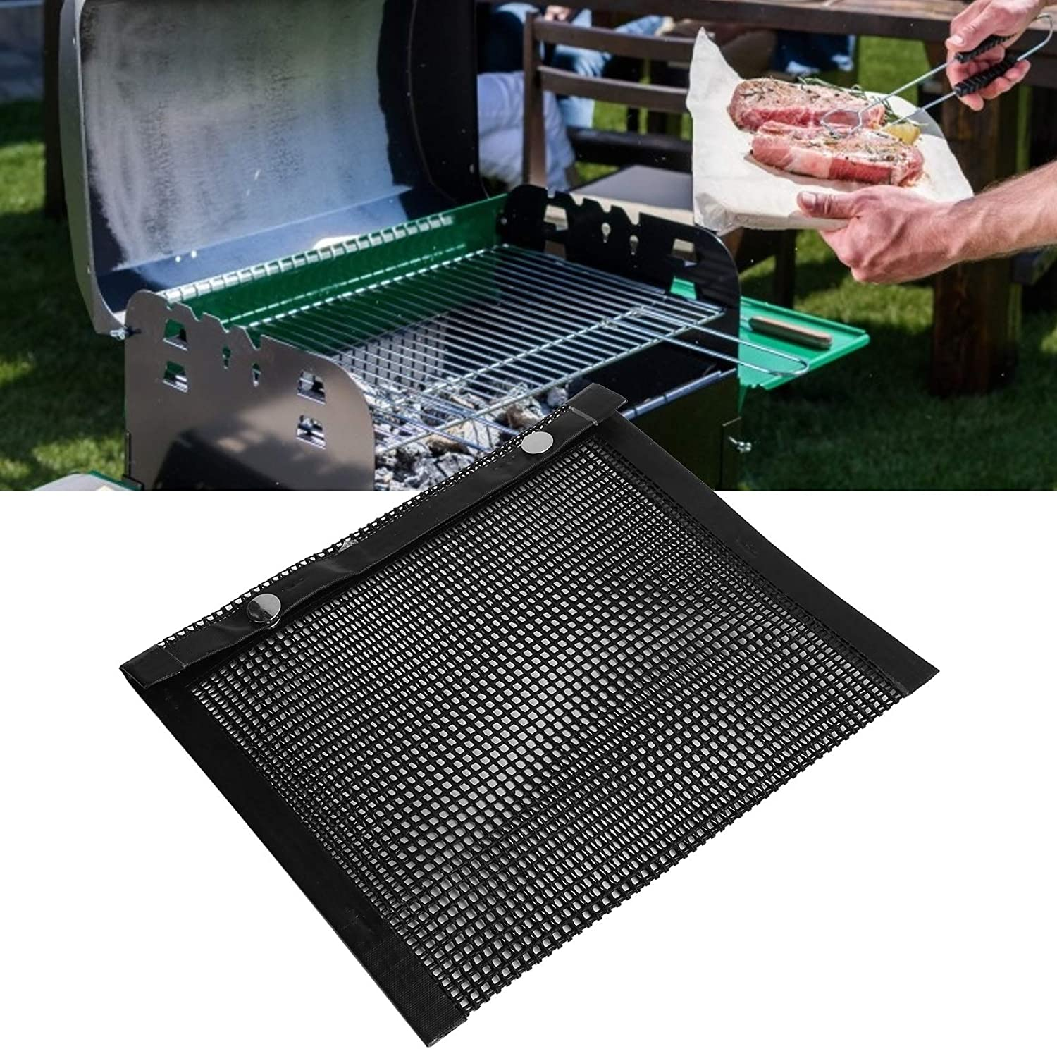 Alvinlite Barbecue Net Bag, Non-Stick BBQ Grill Mesh Bag, Outdoor BBQ Baking Bag High Temperature Resistant PTFE Bag for Outdoor Picnic Cooking image number 4