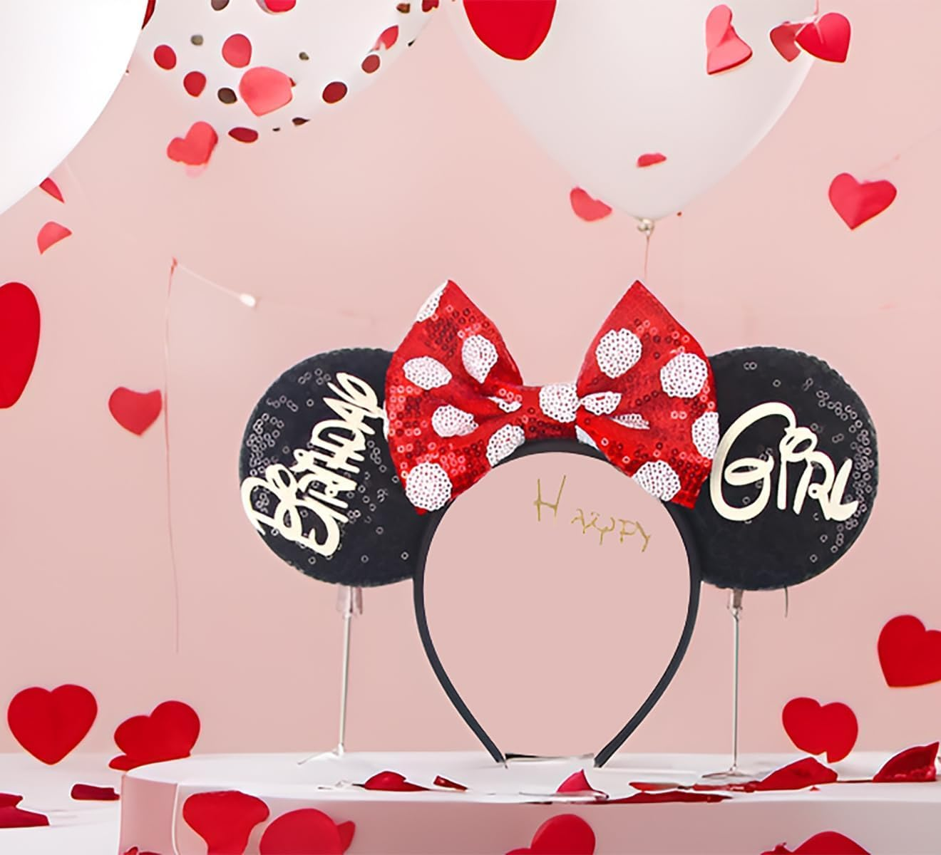 RAZKO Mouse Ears Headband, Birthday Girl Mice Ears Hairband, Classic Red, Silver Blue Rainbow Mouse Ears for Birthday Party or Birthday Present (Birthday Girl-B) - Cars-95 image number 3