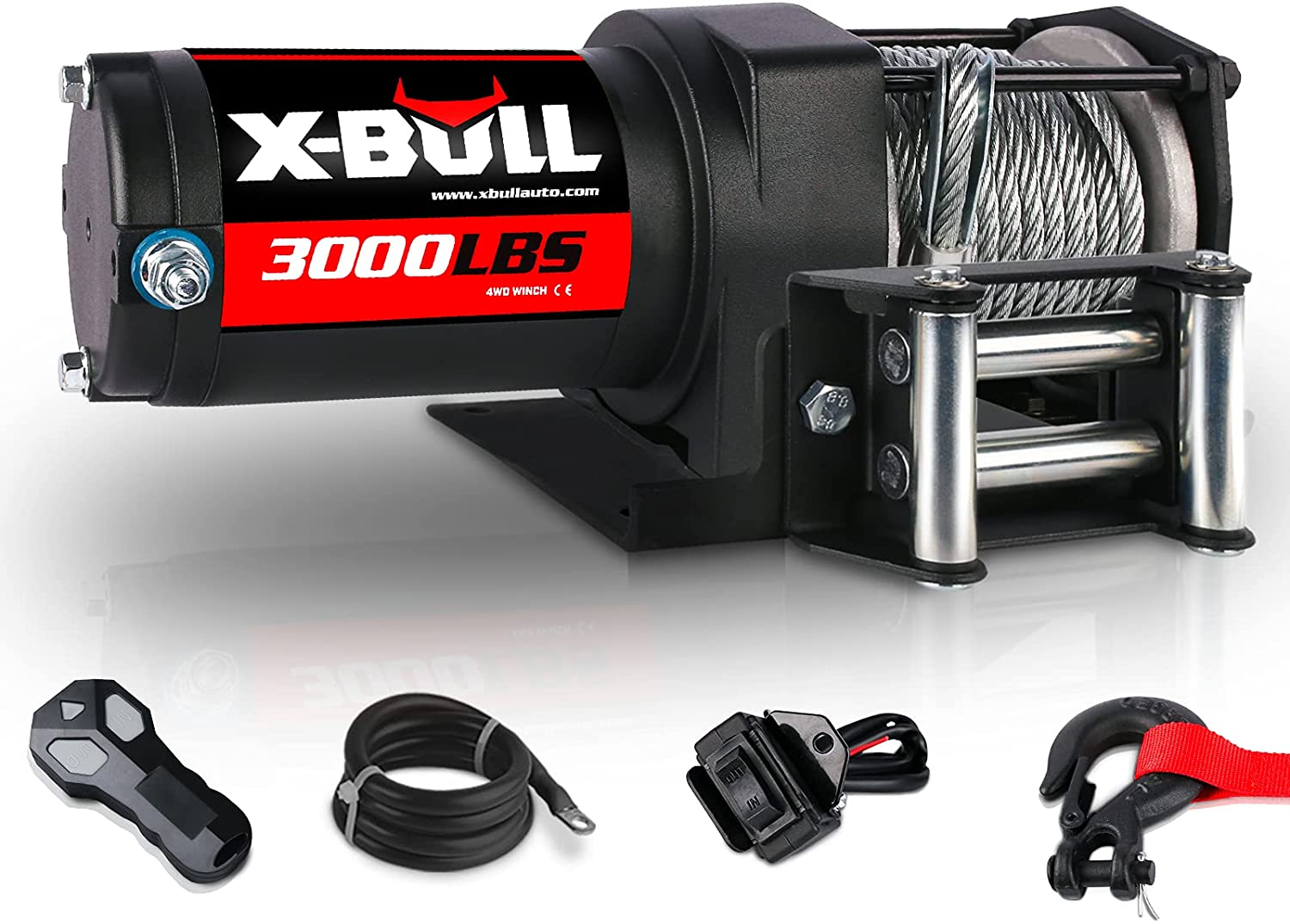 X-Bull 12V 3000Lbs/1360Kg Electric ATV Winch 2 Remote Wireles Control Steel Cable Boat ATV Kit&hellip; image number 1