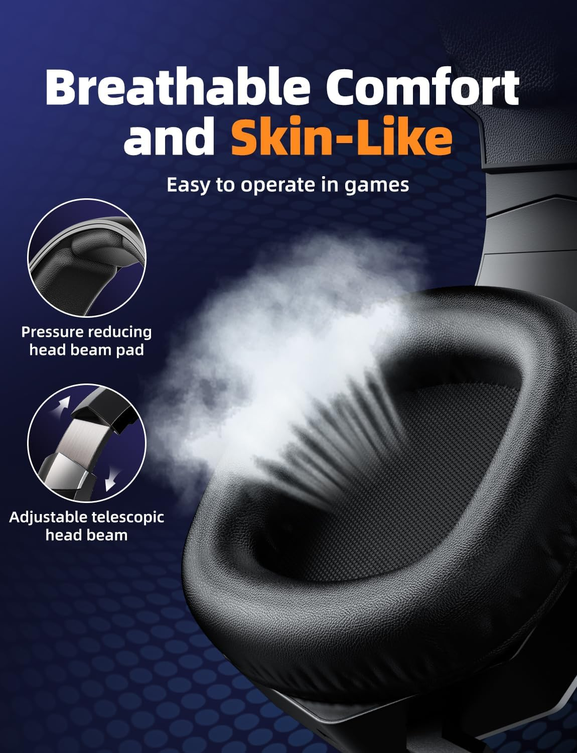 2.4Ghz Wireless Gaming Headset for PC, Ps4, Ps5, USB & Type-C Gaming Headphones with Detachable Microphone, Bluetooth 5.4 over Ear Gamer Headset Compatible for Switch, Laptop, Mobile, Mac, RGB Light - Black image number 3