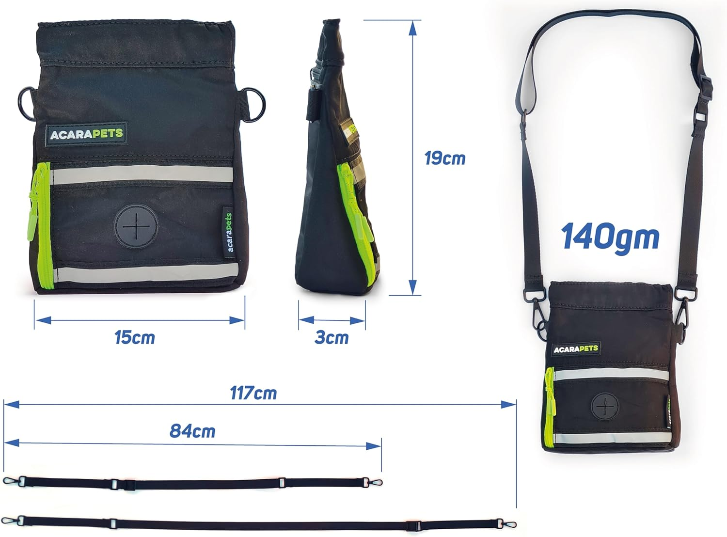 ACARAPETS Dog Training Bag Dog Food Treat Treat Automatic Seal Poop Bag (Gift Roll) Zipper Pocket Carabiner Reflective Waterproof image number 1