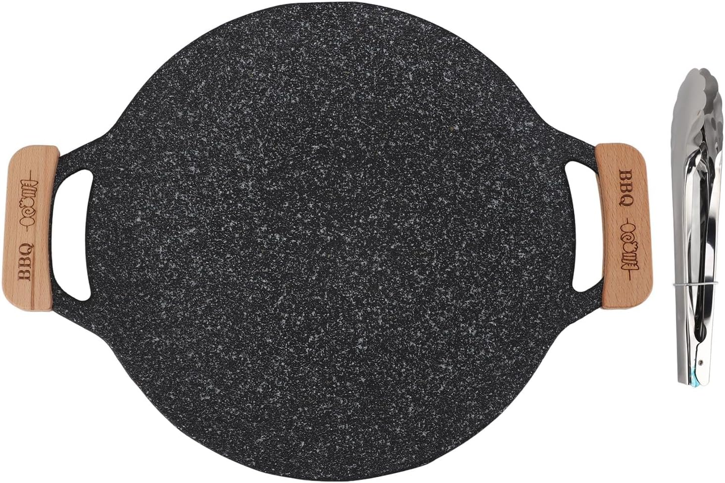 Korean BBQ Grill Pan, Nonstick round Griddle Grill Pan, Portable round Cast Iron Skillet with Handle, Multifunctional Stove Plate for Meats, Pancakes, Korean Grill Pan For