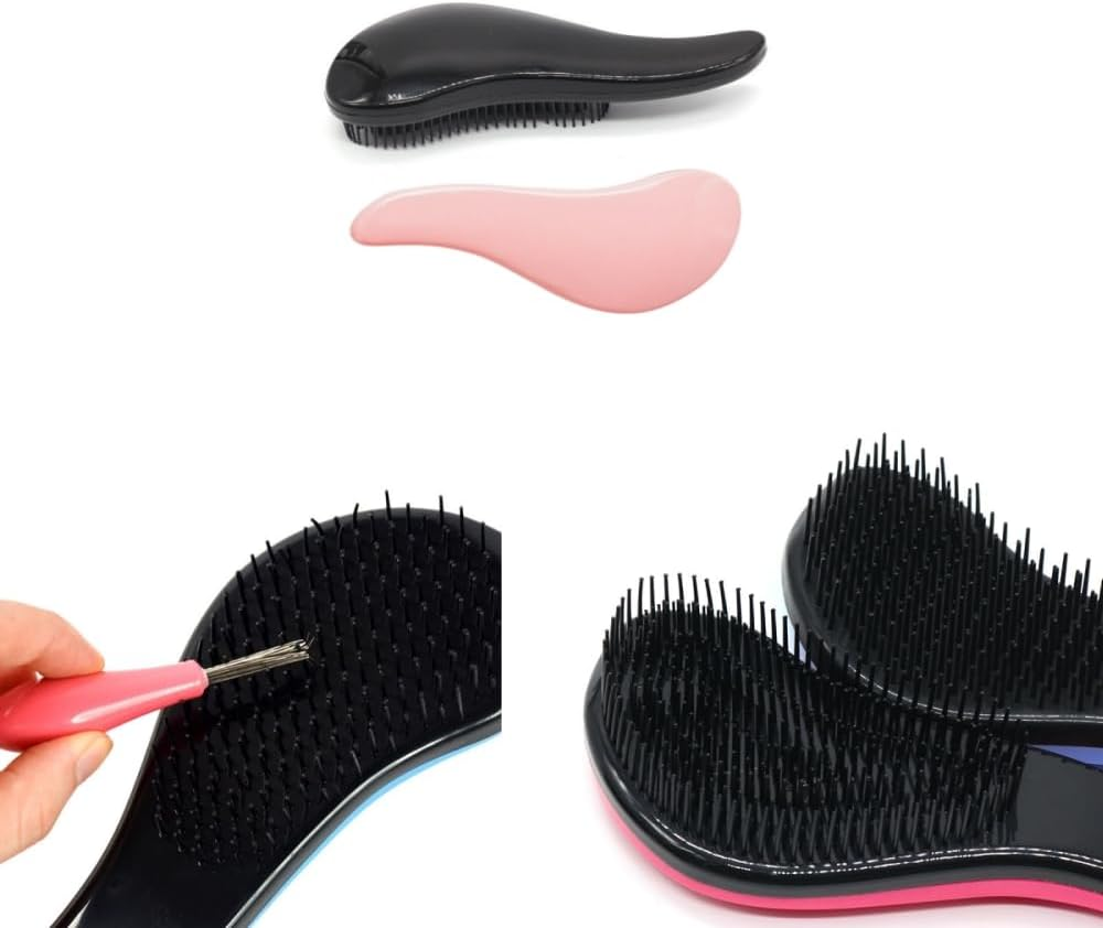 Changyeah Hair Brush without Pulling, 2 Pieces Hair Loss Dry and Wet Hair for Girls and Boys, Hair without Strips, Cut Hair, the Perfect Brush for Curls, Long (Pink, Black) image number 1