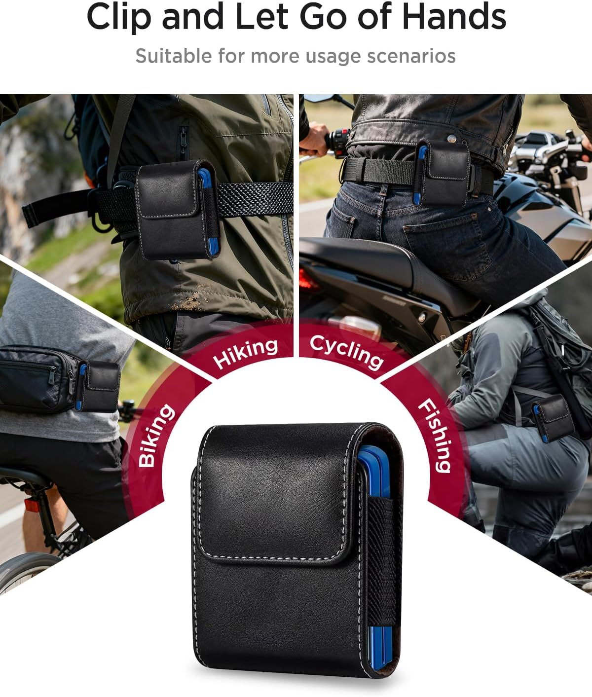 Miimall for Samsung Galaxy Z Flip 7/6/5/4/3 Phone Pouch Holster Belt Case, Leather Pouch with Metal Clip Phone Holster Case for Galaxy Z Flip 7 6 5 4 3, Motorola Razr 2025, Moto Razr 2024