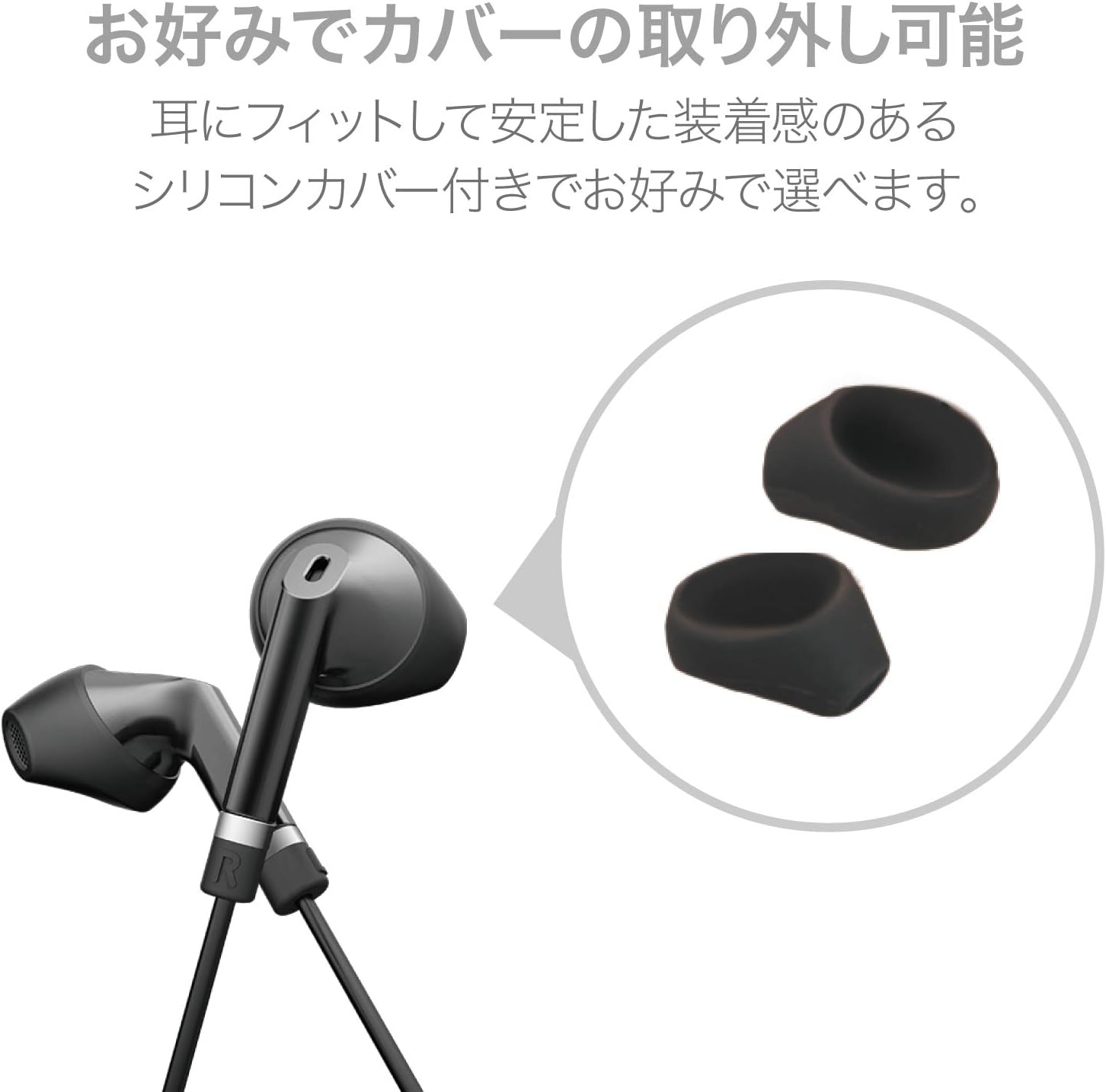 Elecom EHP-LFS10IMBK Stereo Earphones, Semi-Open Type, Lightning Lightning with Microphone, Fast Music, 0.5 Inch (13.6 Mm), Heavy Duty Cable, Black, 3.9 Ft (1.2 M) - Green image number 3