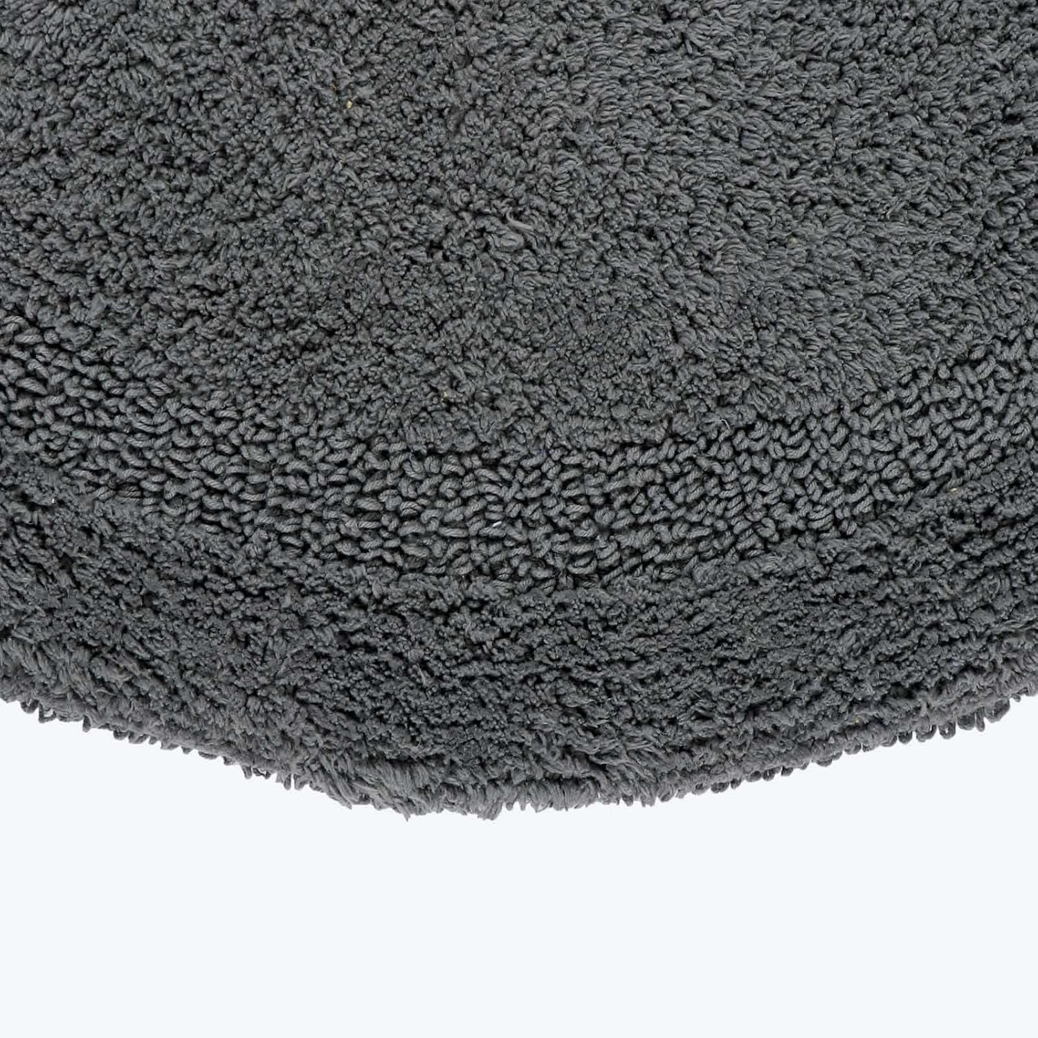 HOMESCAPES round Bath Mat Soft 100% Cotton Reversible Non Slip Washable Super Absorbent Quick Dry Grey 80Cm