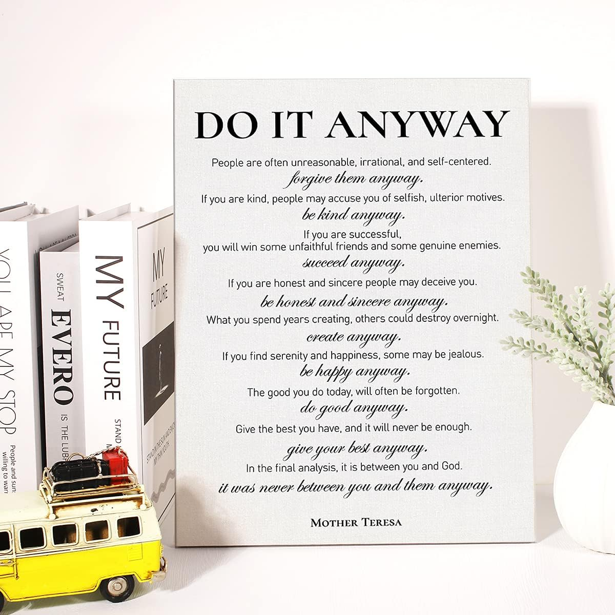 Inspirational Canvas Wall Art Motivational Do It Anyway Quote Canvas Print Positive Canvas Painting Office Home Wall Decor Framed Gift 12X15 Inch image number 5