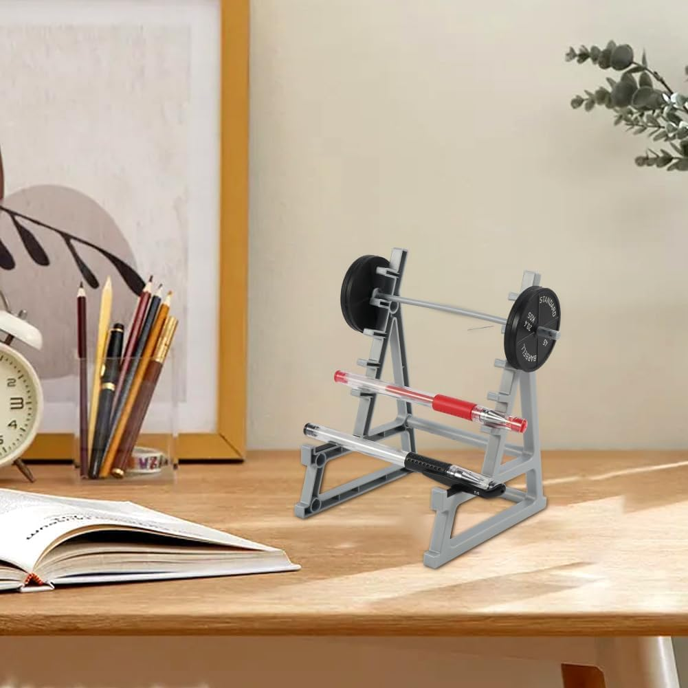 Funny Barbell Squat Rack Pen Holder - Mini Desk Organizer and Ornament