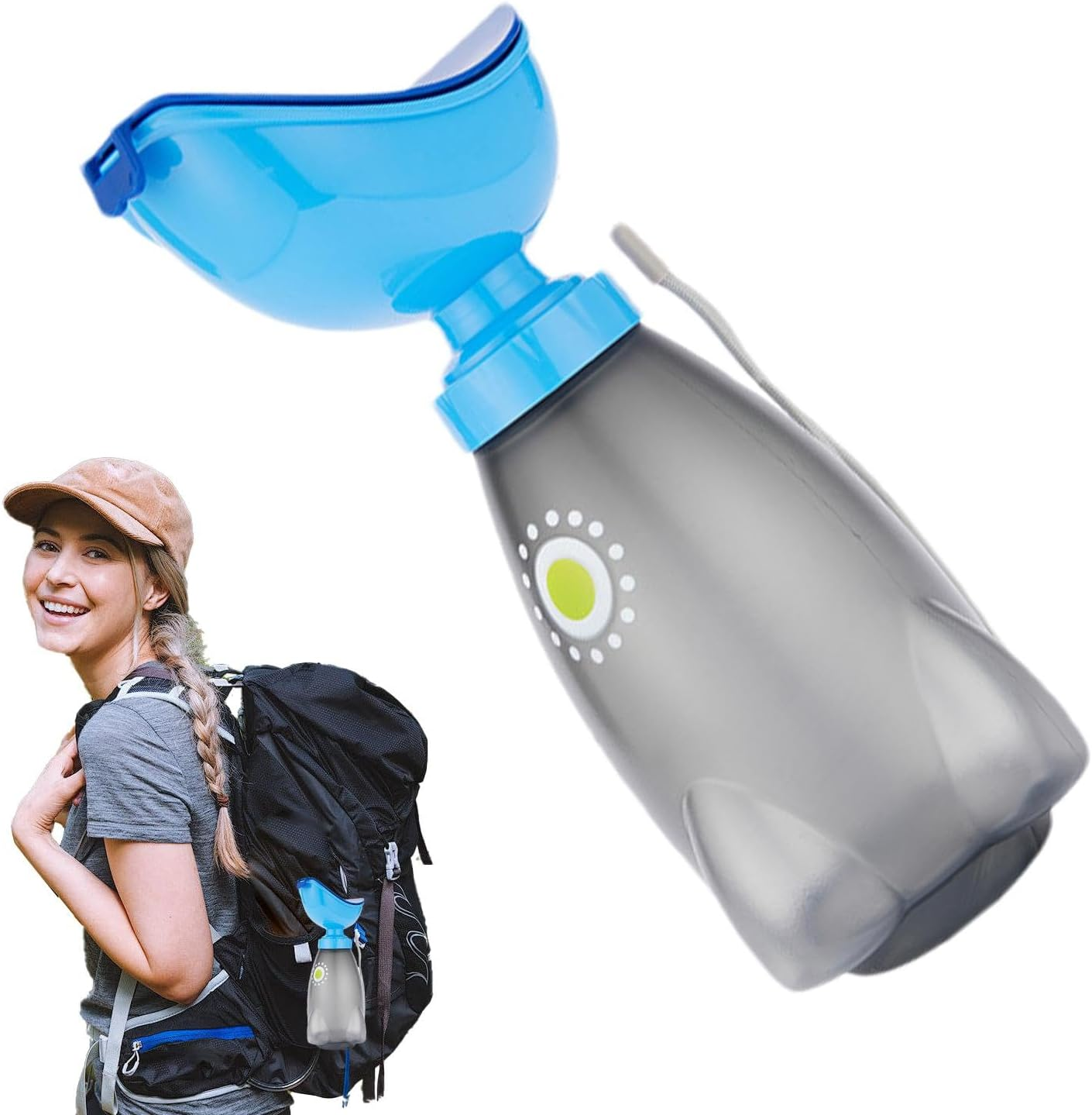 Female Urinal for Car,Car Travel Urinal Bottle - with Lid and Funnel Women Spillproof Urination Device Ergonomic Design High Capacity