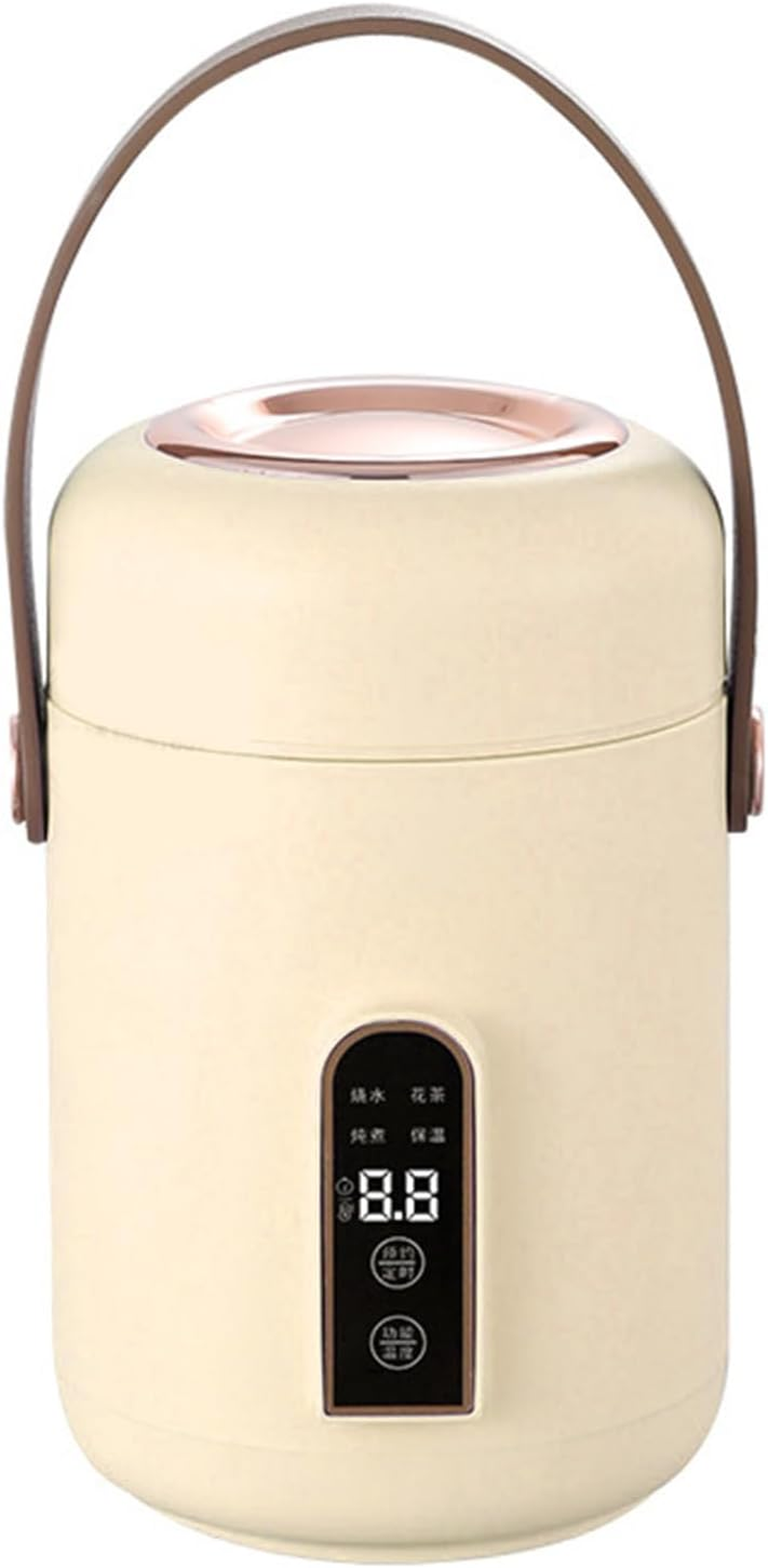 Electric Stewpot, Mini Rice Cooker Portable Insulated Safe for Home for Dorm (Beige) image number 2