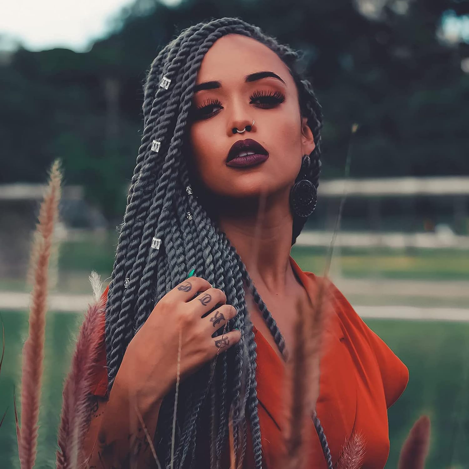 Pack of 50 Aluminium Dread Lock Adjustable Metal Cuffs Dreadlocks Beads Braids Hair Jewellery Silver