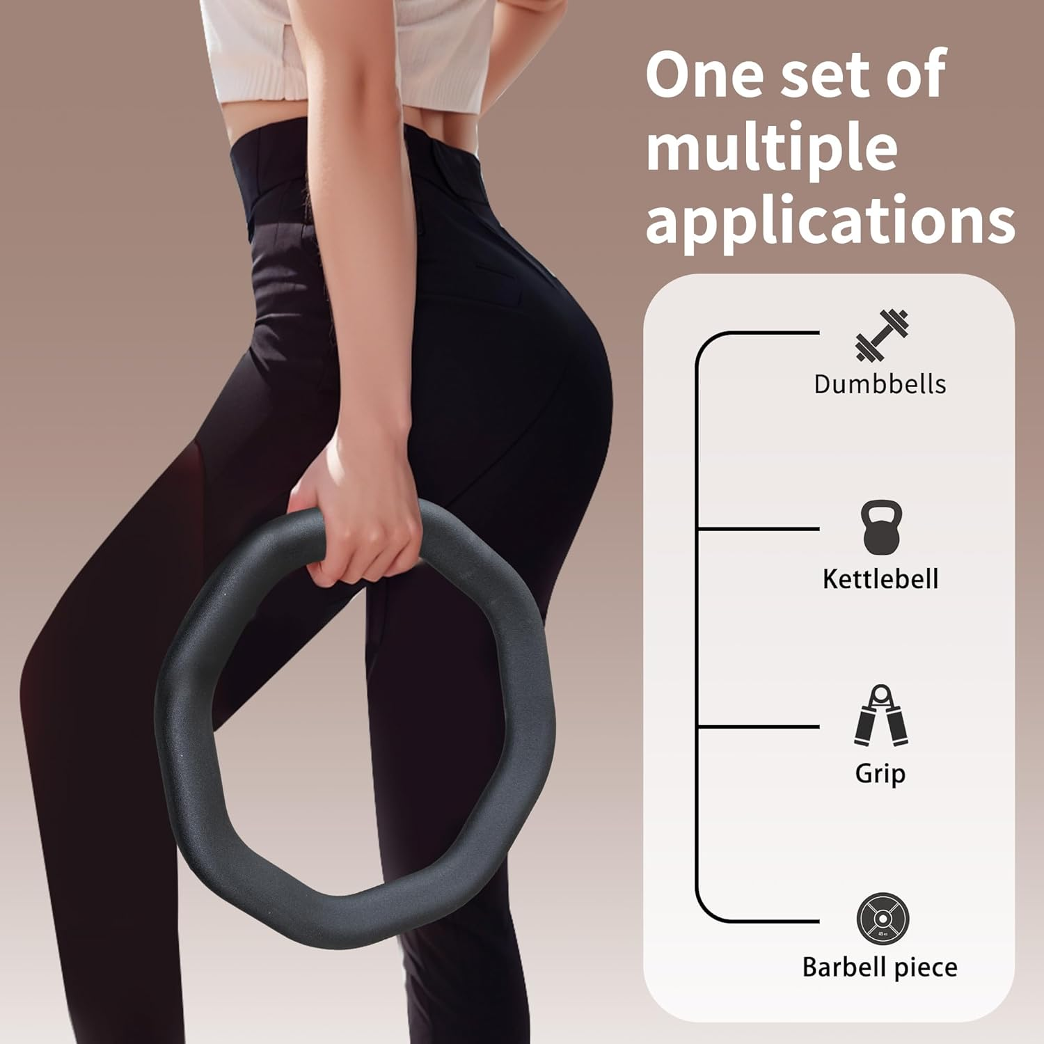 Leikefitness Weight Ring 2-In-1 Kettlebell & Dumbbell, Cast Iron+Pvc Coating, Yoga Exercise, Aerobics, Core Training, 4 in a Set (0.33LB + 5.5LB + 7.7LB + 9.9LB) image number 2