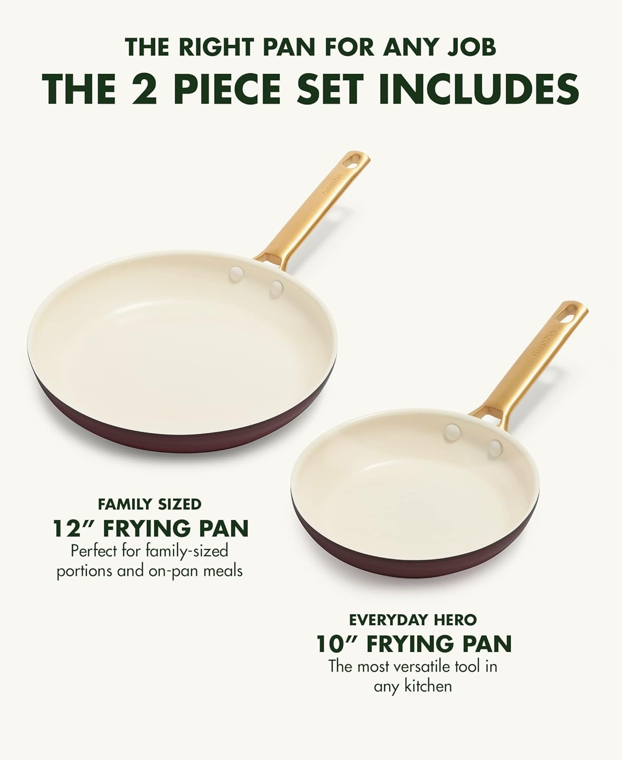Greenpan Padova Hard Anodized Healthy Ceramic Nonstick, 10" and 12" Frying Pan Skillet Set, Pfas-Free, Induction, Dishwasher Safe, Truffle Brown
