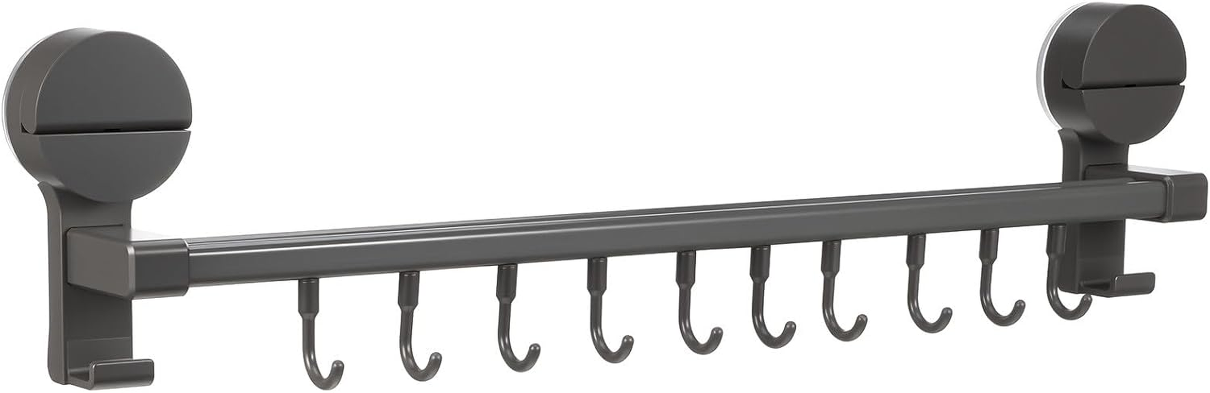 Suction Cup Kitchen Utensil Rack with Hooks No-Drill Wall Mounted Sliding Rail Organizer for Kitchen Bathroom Bedroom and Hanging Holder for Tools and Towels image number 1