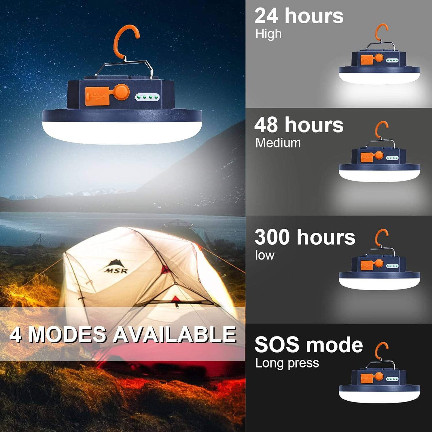 2Pcs 10000Mah Rechargeable 3000LM Tent Light Camping Light, 6500K 24Hours Long Play Time , Outdoor Night Market Light Night Fishing Light Emergency Lights for Hurricane Tsunami Disasters(30W(2Pcs))