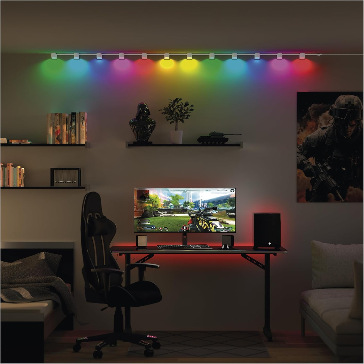 EMOS - Smart Spot Wall Lights, Expansion Part 4 Pieces - RGBIC+CCT LED Downlights Stick-On Dimmable - 2.4Ghz Wifi Ambient Light, Handyapp, Voice Assistants - Indoor Spotlights - White image number 2