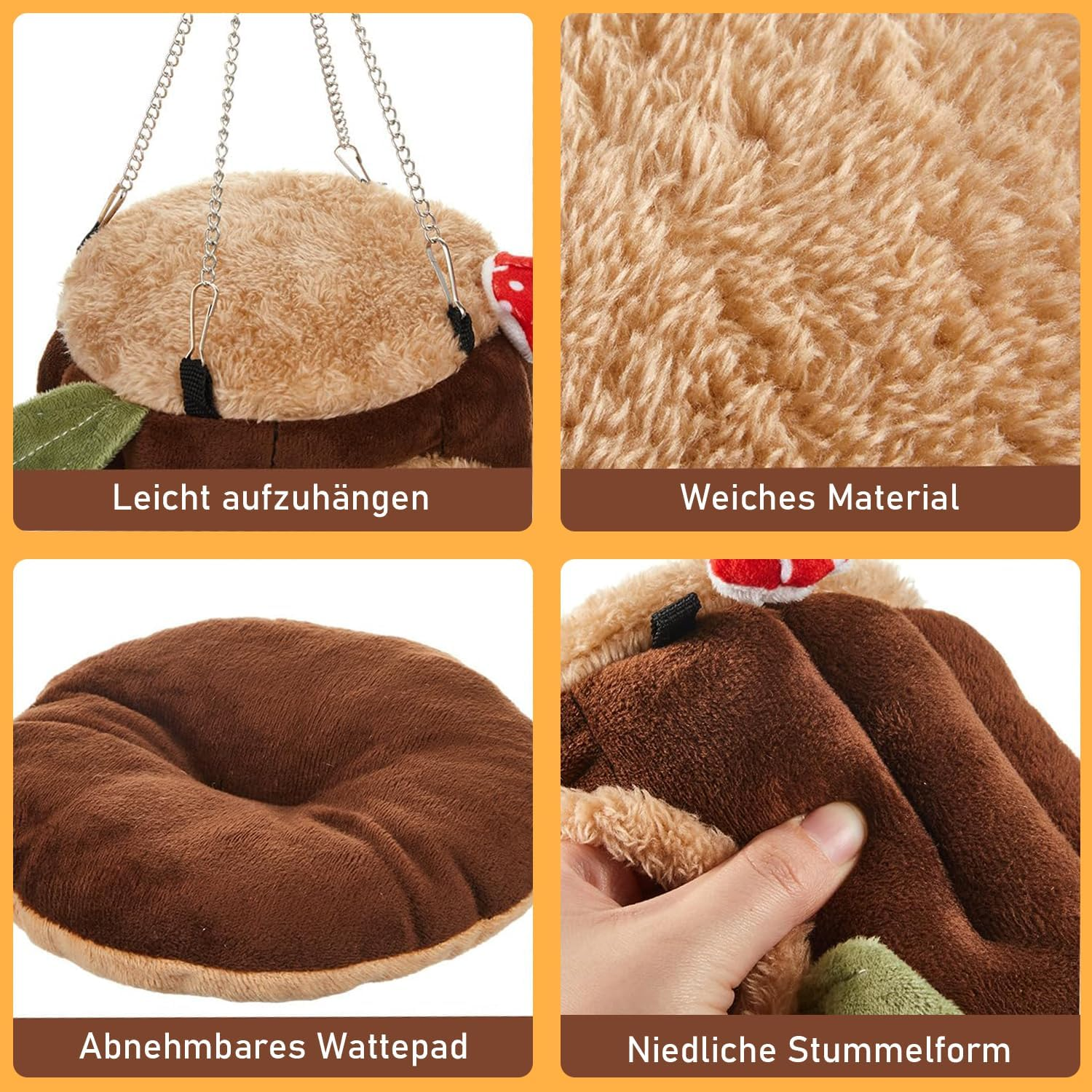 Norhogo Guinea Pig Cave Hammock Small Animal Beds Hideout Hamster Hamster House Hamster House Hammock Guinea Pigs Hammock for Dwarf Rabbits Chinchilla Hedgehog Parrot image number 2