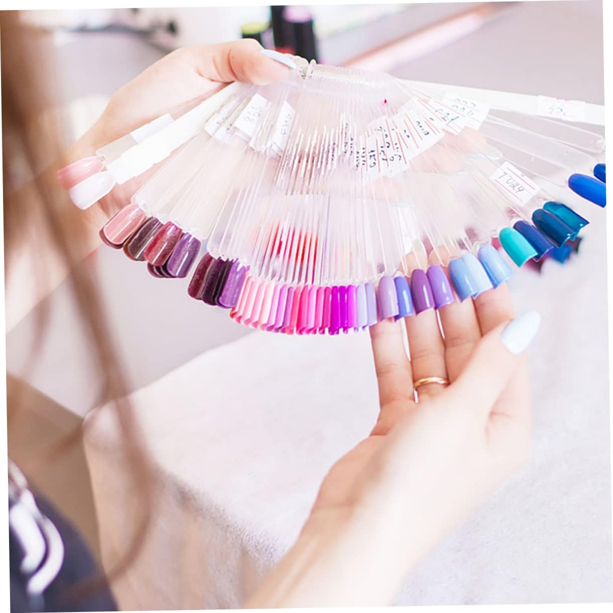 FOYTOKI 150Pcs Nail Art Display Tips Cards Practice Nails for Beginners Tech Supplies Manicure Sample Plates