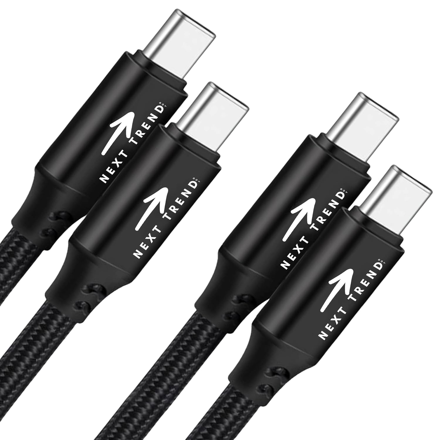 Next Trend Dot USB C to USB C Cable (2-Pack) 1M, 100W/5A Fast Charging, PD, Black image number 1