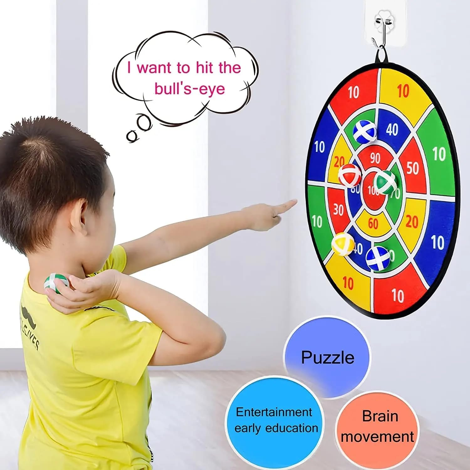 Large Dart Board Set,Dart Board for Kids with 12 Sticky Ball 6 Sticky Dart, Foldable Indoor Outdoor Party Safe Dart Game Toy Sports Gifts