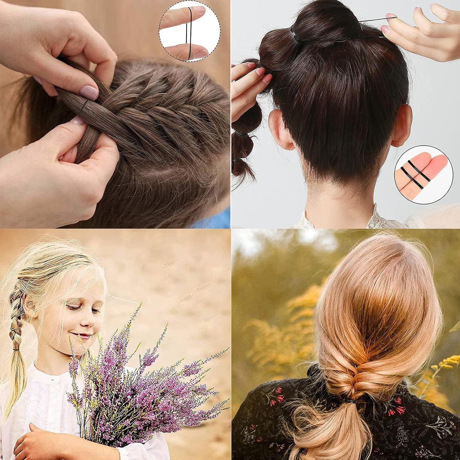 Pack of 1000 Hair Bobbles Multicoloured Mini Elastic Hair Bands for Soft Elastic Bands for Children'S Hair, Children Girls Women'S Braids, Wedding, Hairstyle and More image number 1