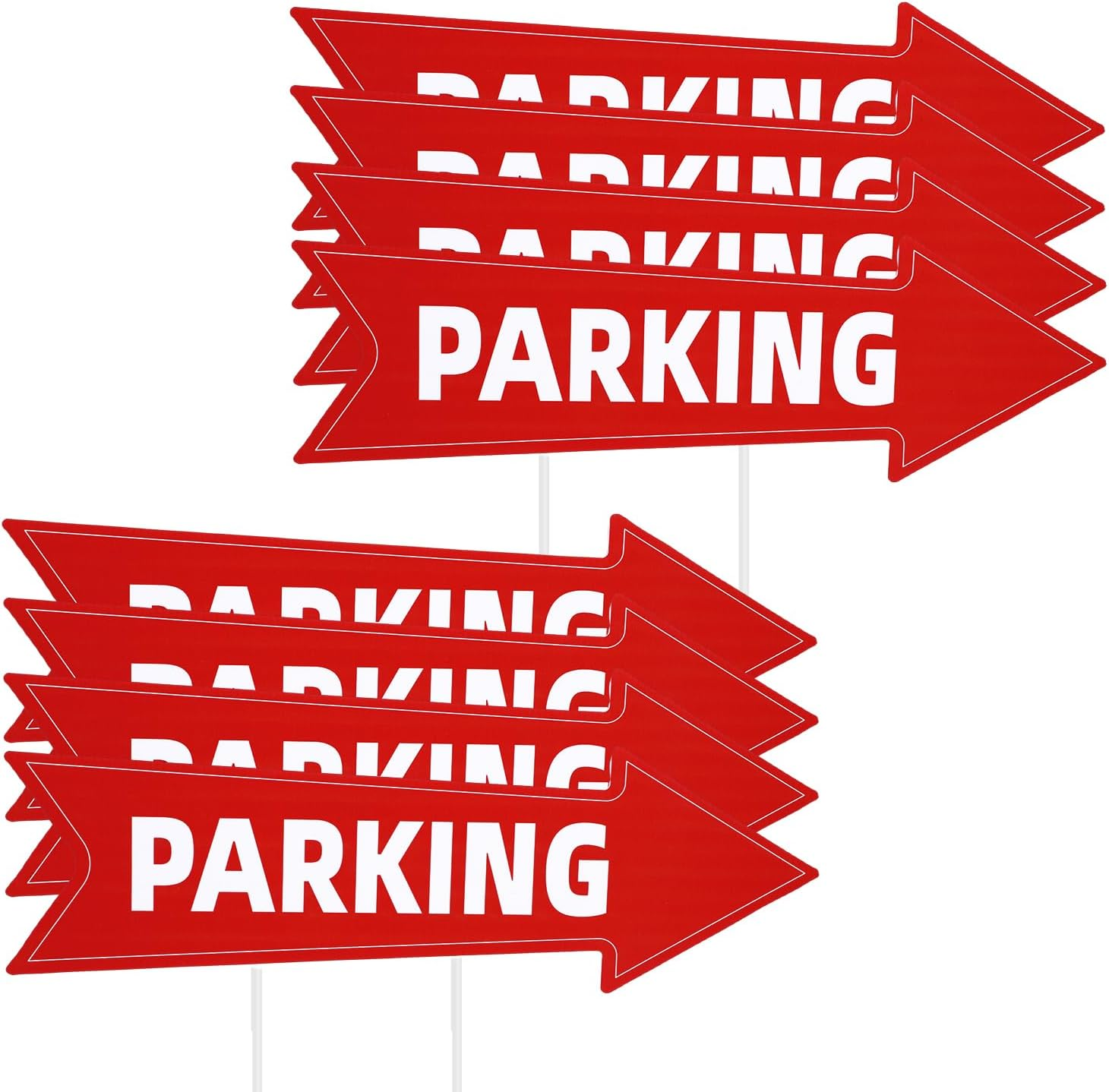 8Pcs Event Parking Signs with Stakes, 17 X 6 Inch Double Sided Car Parking Signs with Arrows Waterproof Corrugated Plastic outside Parking Sign Post for Outdoor, Yard, Lawn image number 6