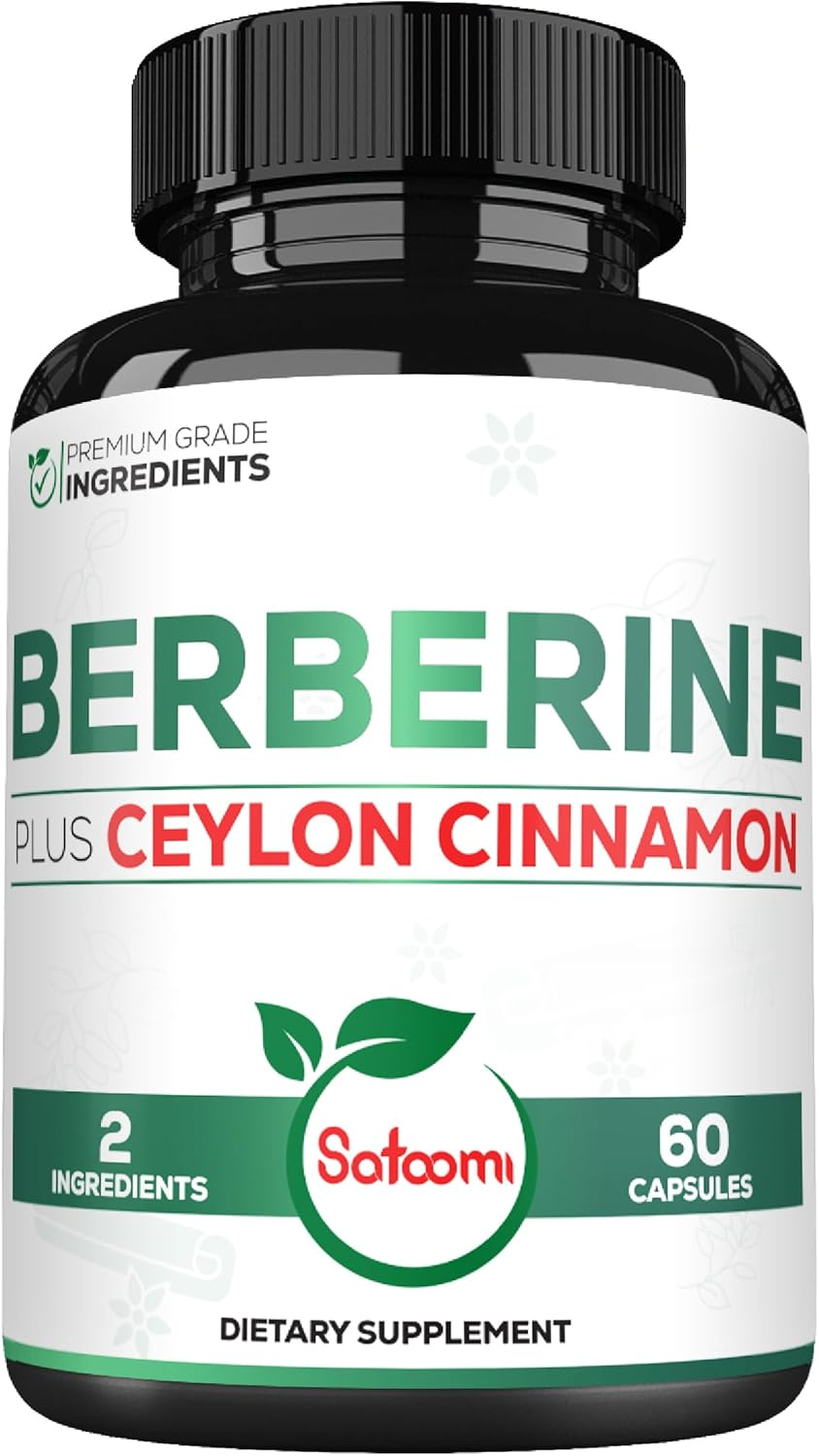 SATOOMI 1000Mg Berberine with 500Mg Ceylon Cinnamon Supplement - Extra Strength - 60 Capsules - Gluten-Free, Non-Gmo image number 4