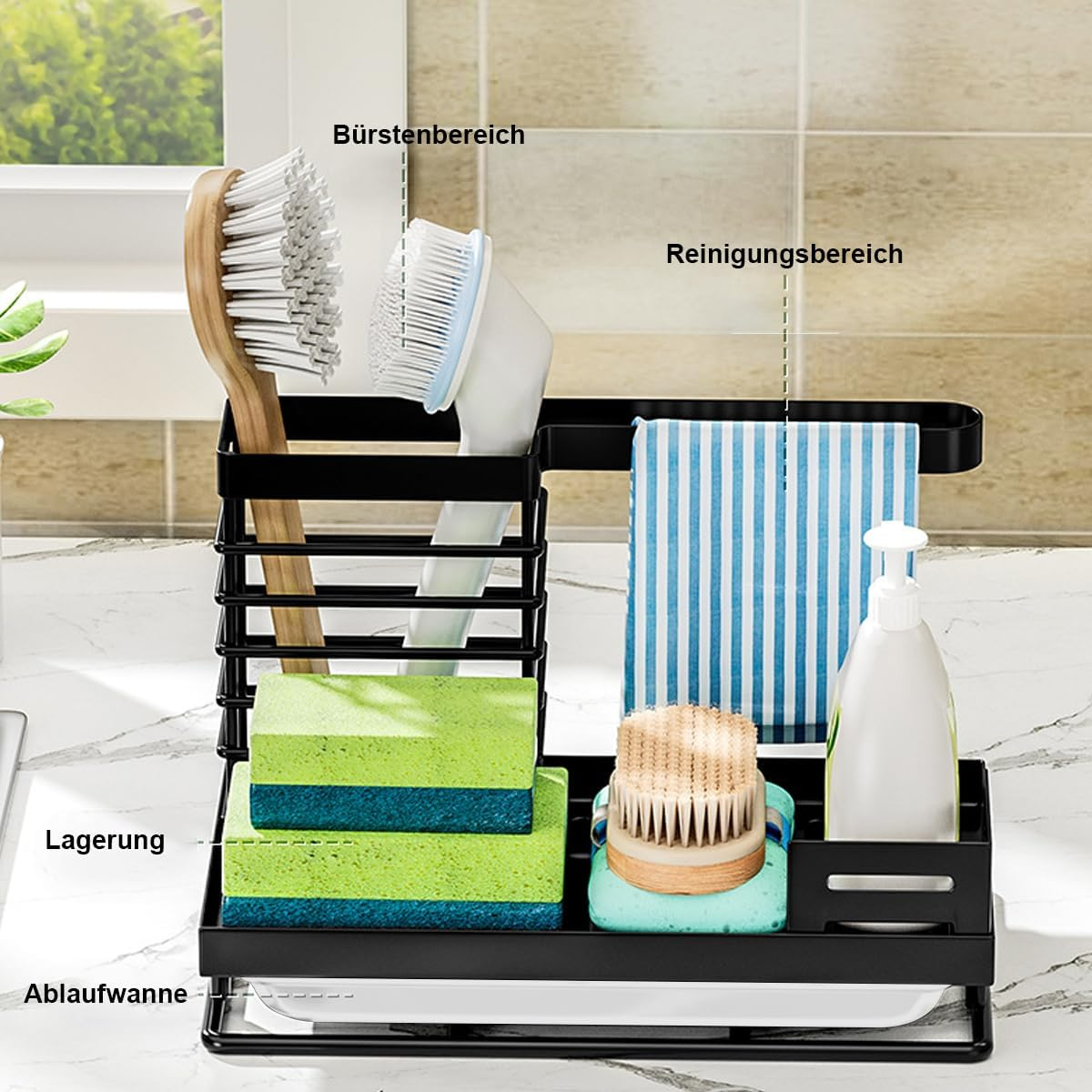 NEXROLA Kitchen Storage Rack with Carbon Steel Material Multifunctional Storage Rack Suitable for Kitchen and Dining Room -24.5 X 15 X 7.5 Cm, 760G image number 5