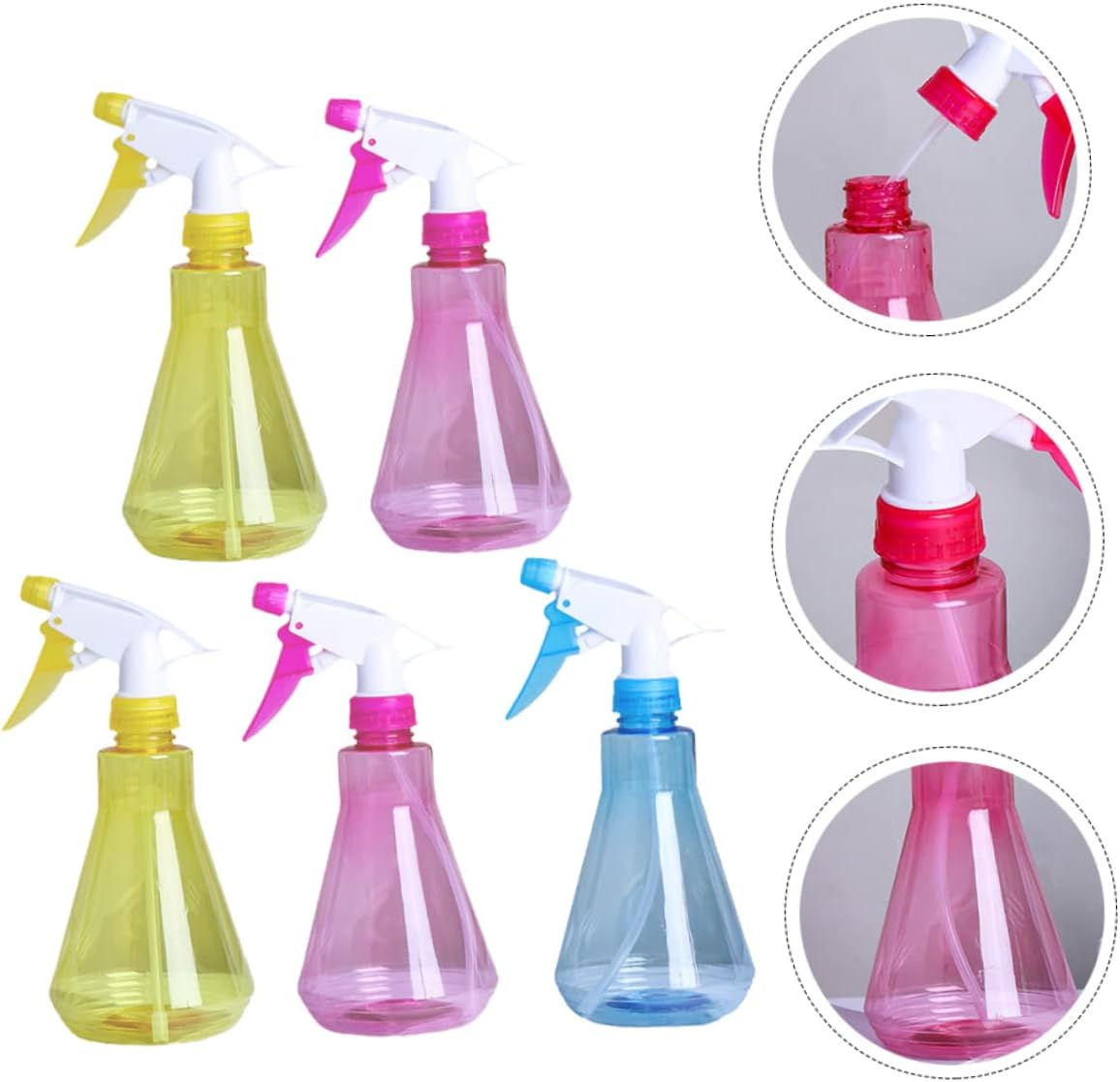 Kisangel 5Pcs Watering Can Sprayer Pet Plastic Spray Bottle Refillable for Home Gardening Supplies Continuous Mist Plant Care Random Color image number 5
