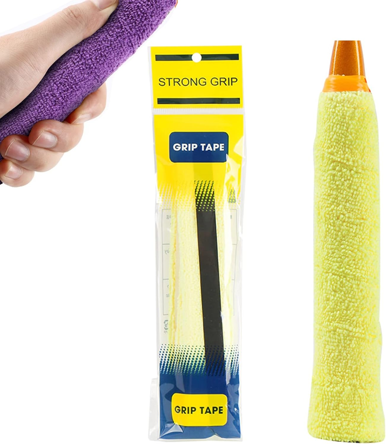 Cotton Towel Grip Super Absorbent-Towel - Tennis Racket Overgrip Upgraded Anti-Skid Racquet Grip Sweatband Tape Overgrip Wraps for Tennis Badminton Bike Handle Yellow