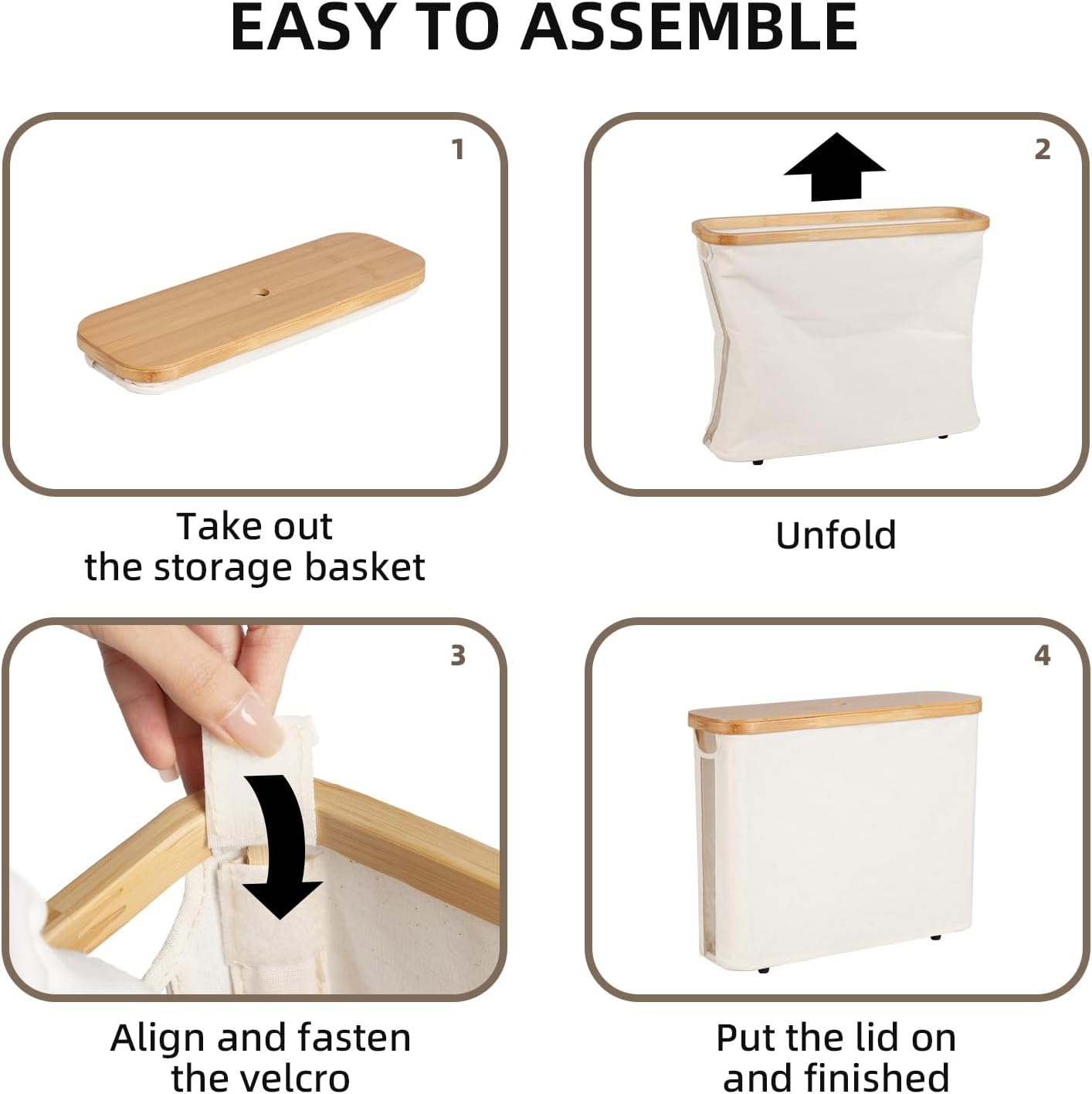 Storageworks Toilet Paper Storage Basket, Papers Container with Bamboo Lid, Medium Holder for up to 9 Mega Rolls, Organizer for Bathroom, Beige, 1 Pack - Grey image number 4