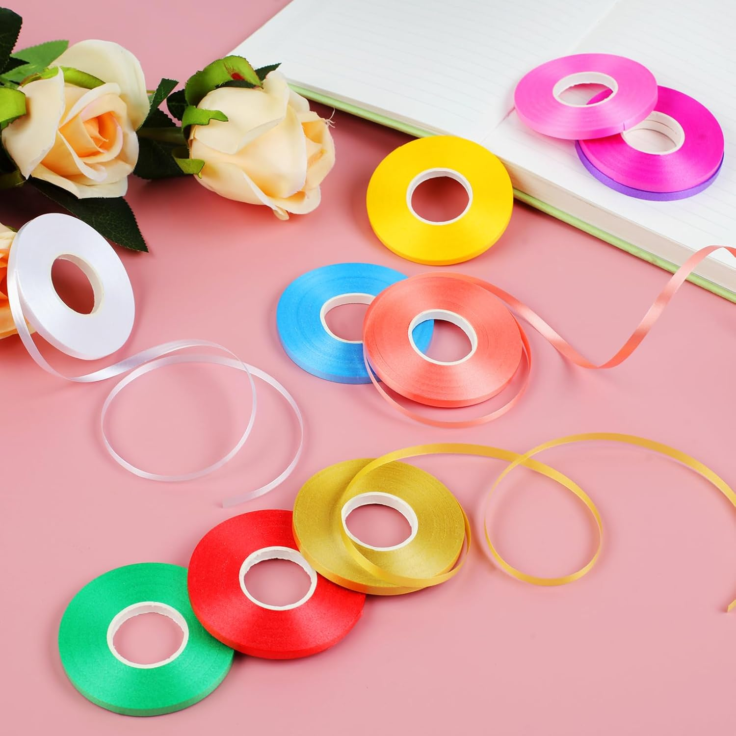 Vivinin 27 Roll Curling Ribbon, 3/16 Inch X 32.8 Yard Balloon String, 15 Colors Ribbons for Crafts, Balloon String Ribbon for Party, Festival, Florist Flower image number 6