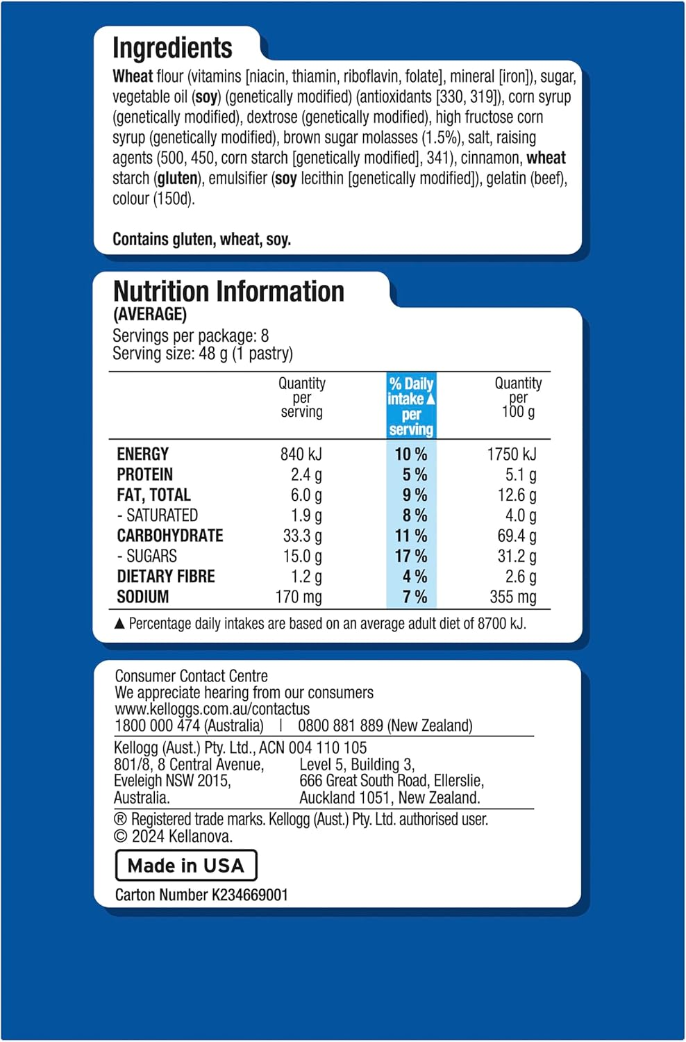 Kellogg'S Pop-Tarts Brown Sugar Cinnamon Toaster Pastries 384G, 8 Count (Pack of 1) image number 3