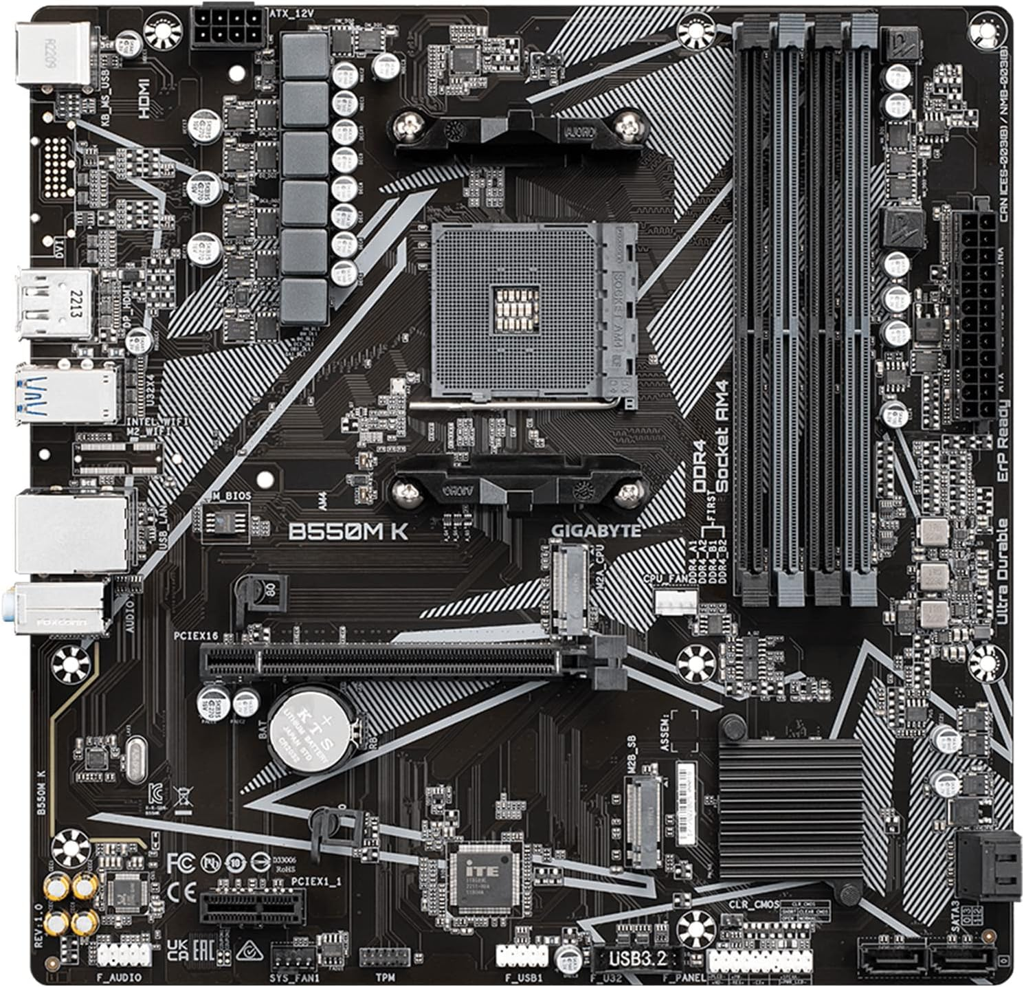 GIGABYTE B550M K Motherboard, Supports AMD AM4 Ryzen 5000 Processors, Micro-Atx, DDR4, Dual M.2, SATA 6Gb/S, Realtek Gbe LAN, Pcie 4.0 image number 6