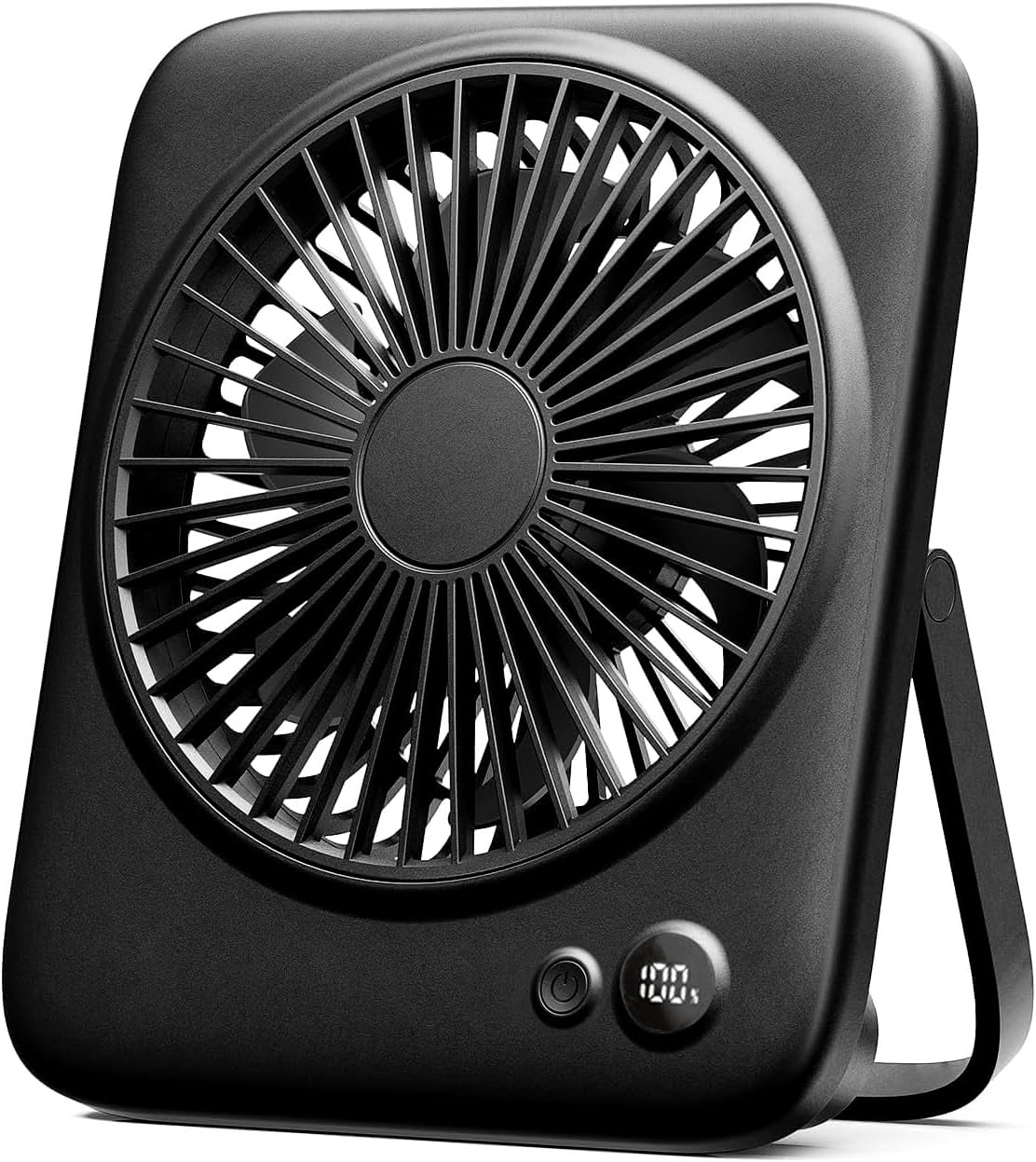 Portable Desk Fan with Digital Display - Quiet Desktop Fan 4-Speed Adjustable Airflow, 4000Mah Rechargeable USB Fans, Type-C Charging Port, Ideal for Home, Office, Travel and RV, Black image number 1